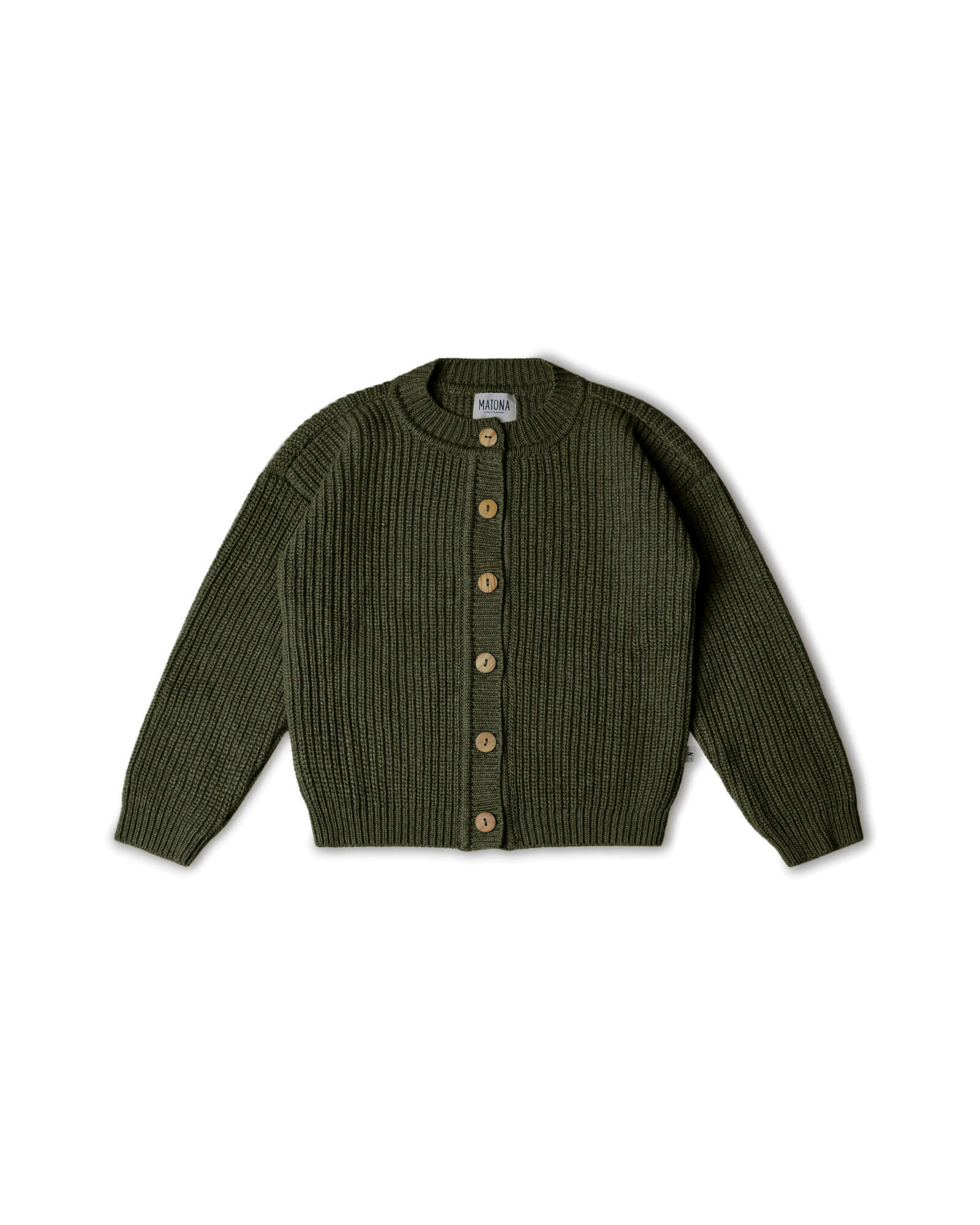 Round Neck Cardigan loden green