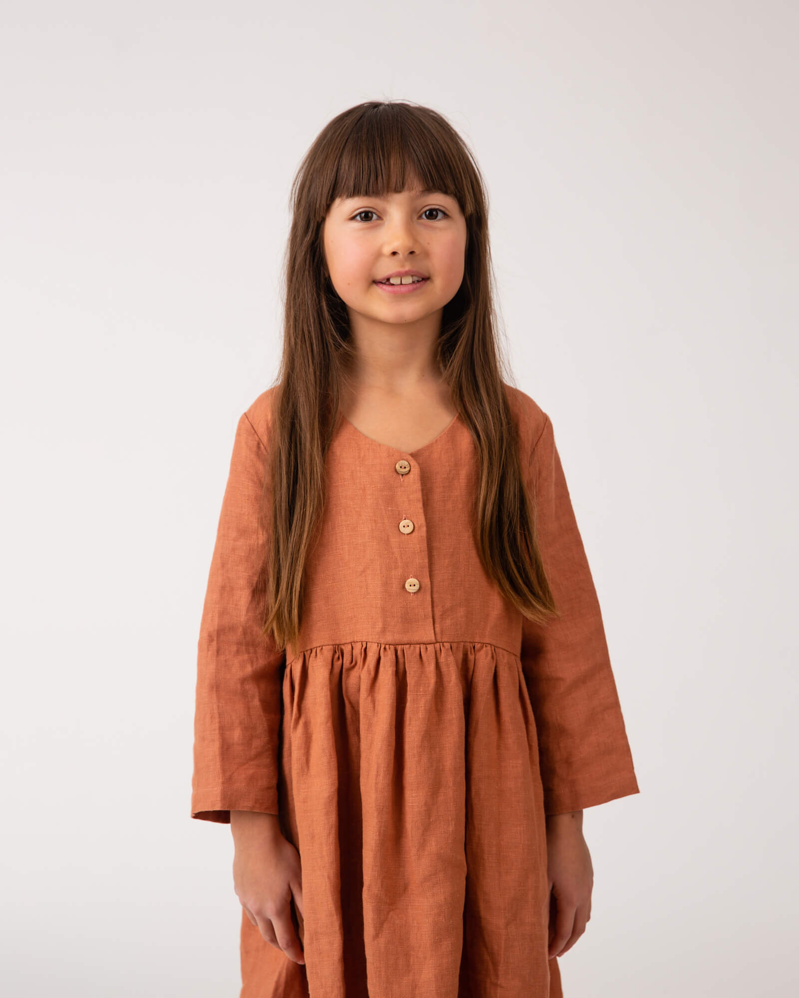 Buttoned Midi Dress russet