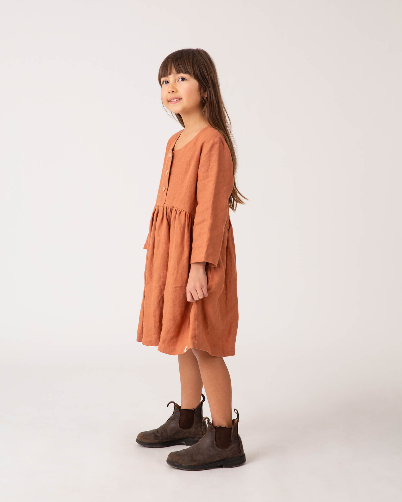 Buttoned Midi Dress russet