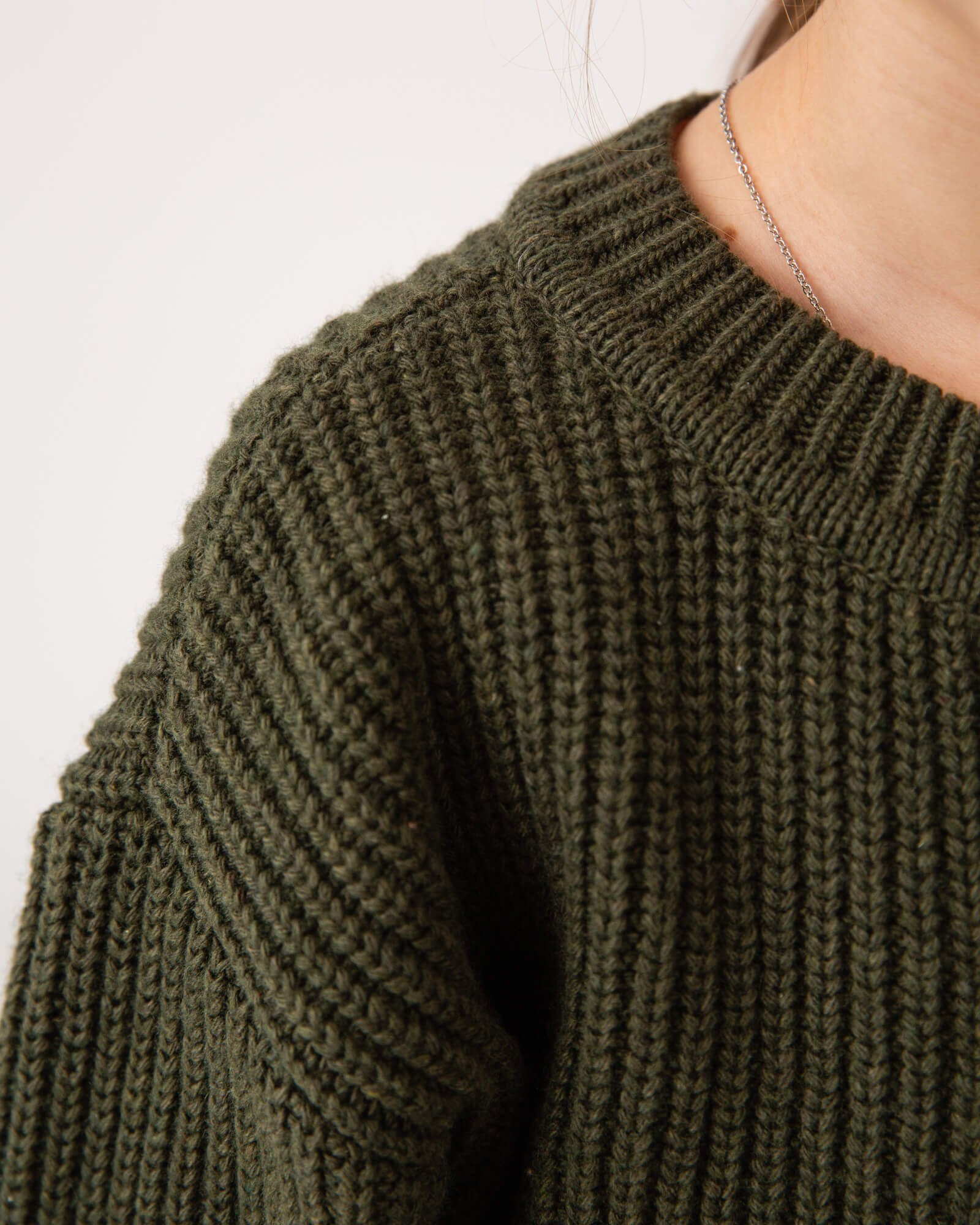 Round Neck Cardigan loden green