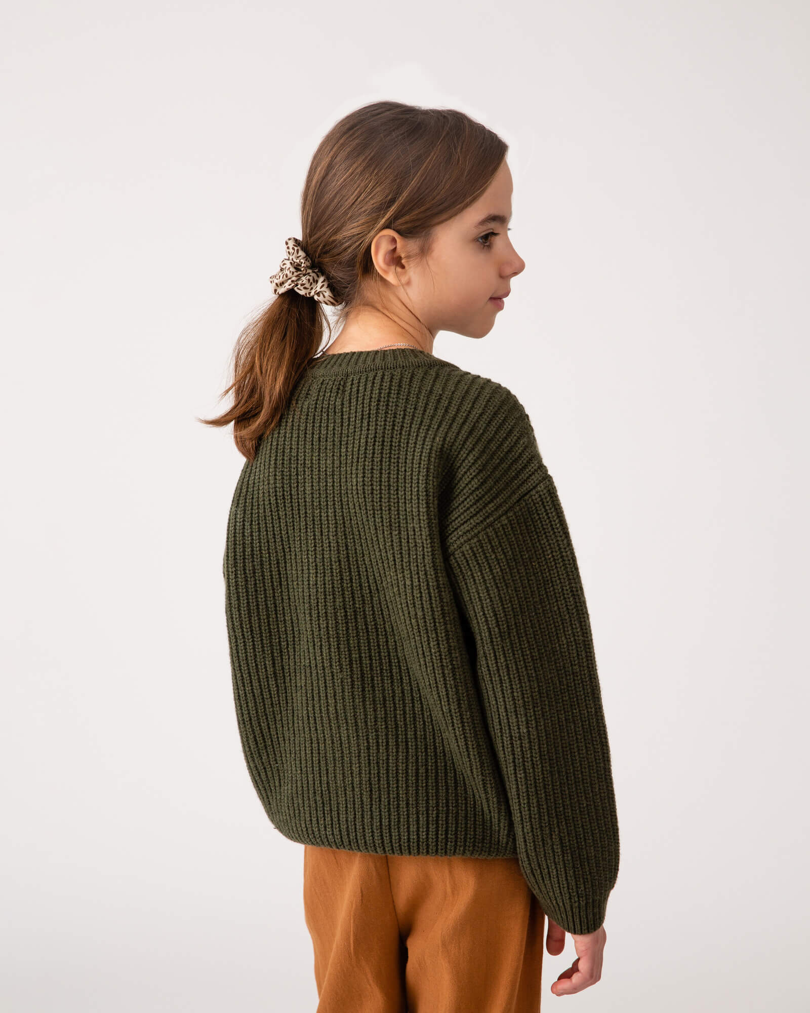 Round Neck Cardigan loden green