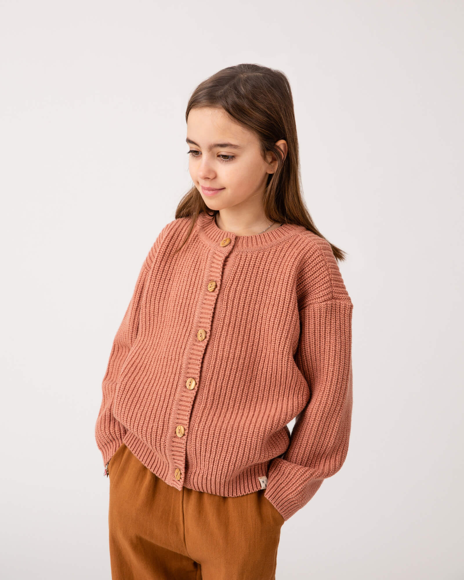 Round Neck Cardigan antique rose
