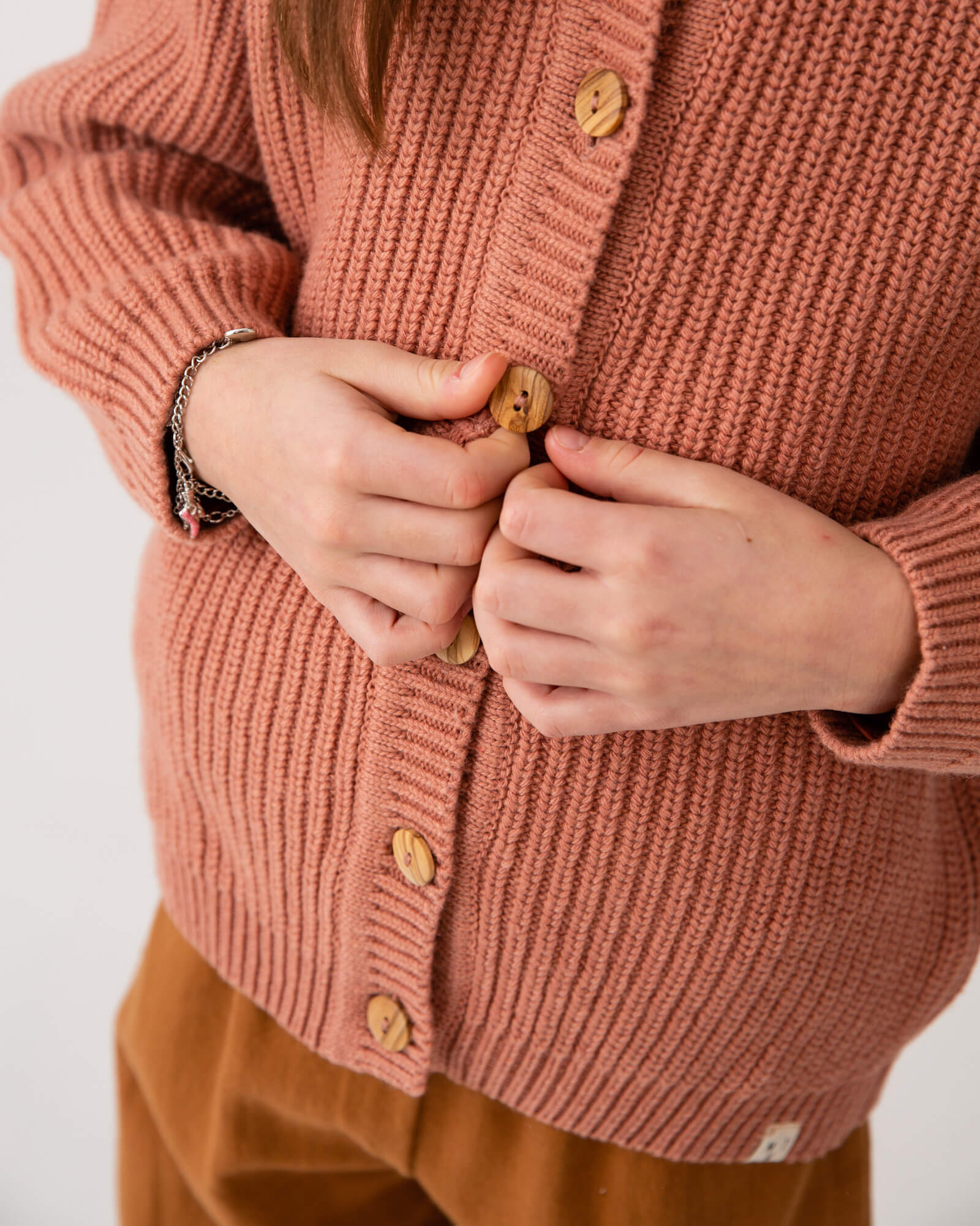 Round Neck Cardigan antique rose