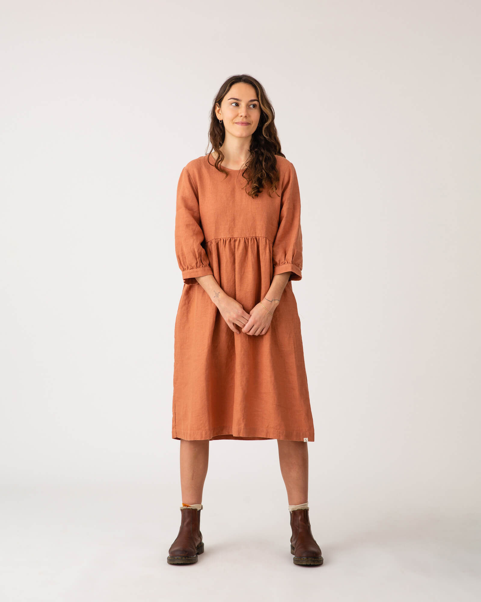 Puff Sleeve Dress russet
