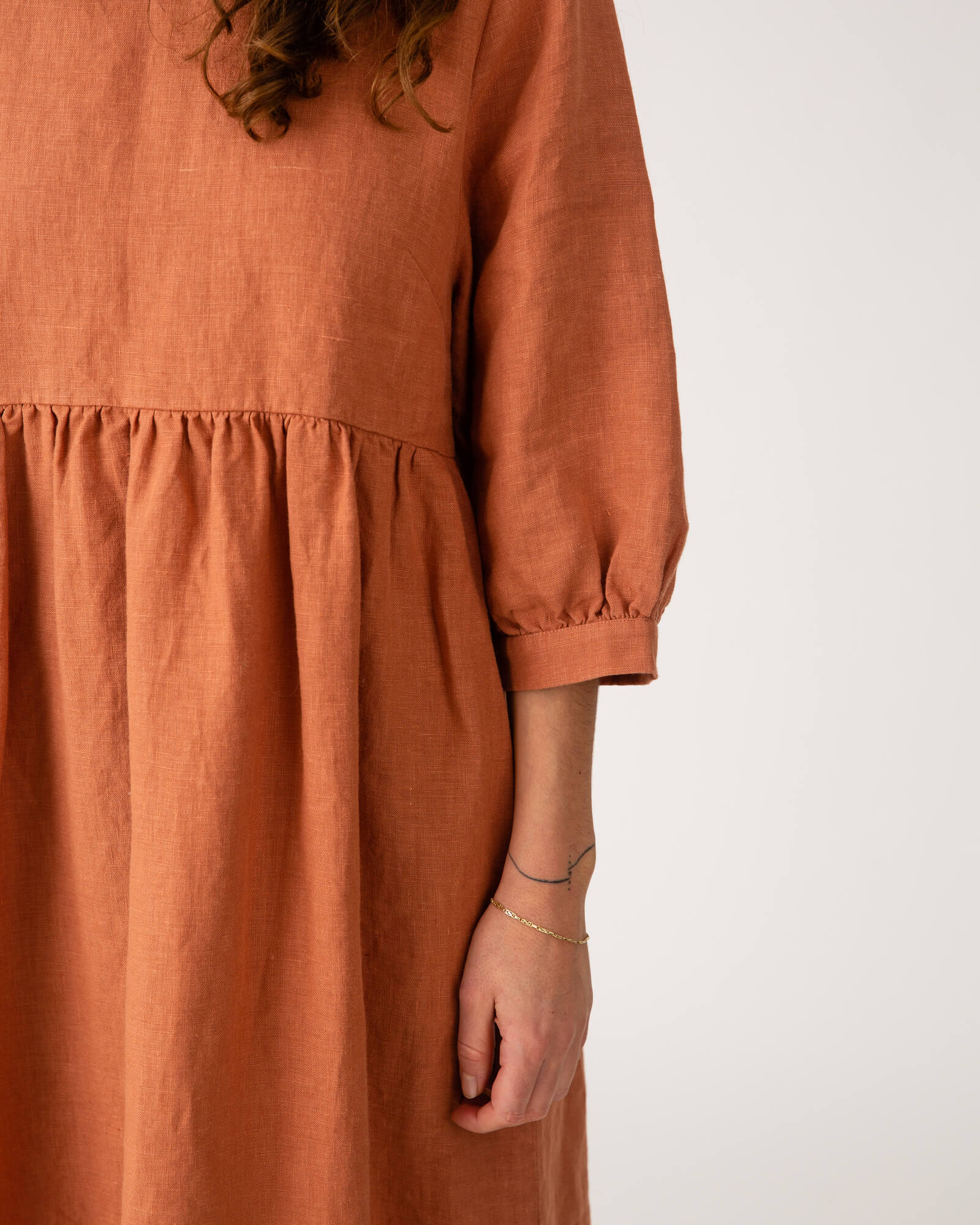 Puff Sleeve Dress russet