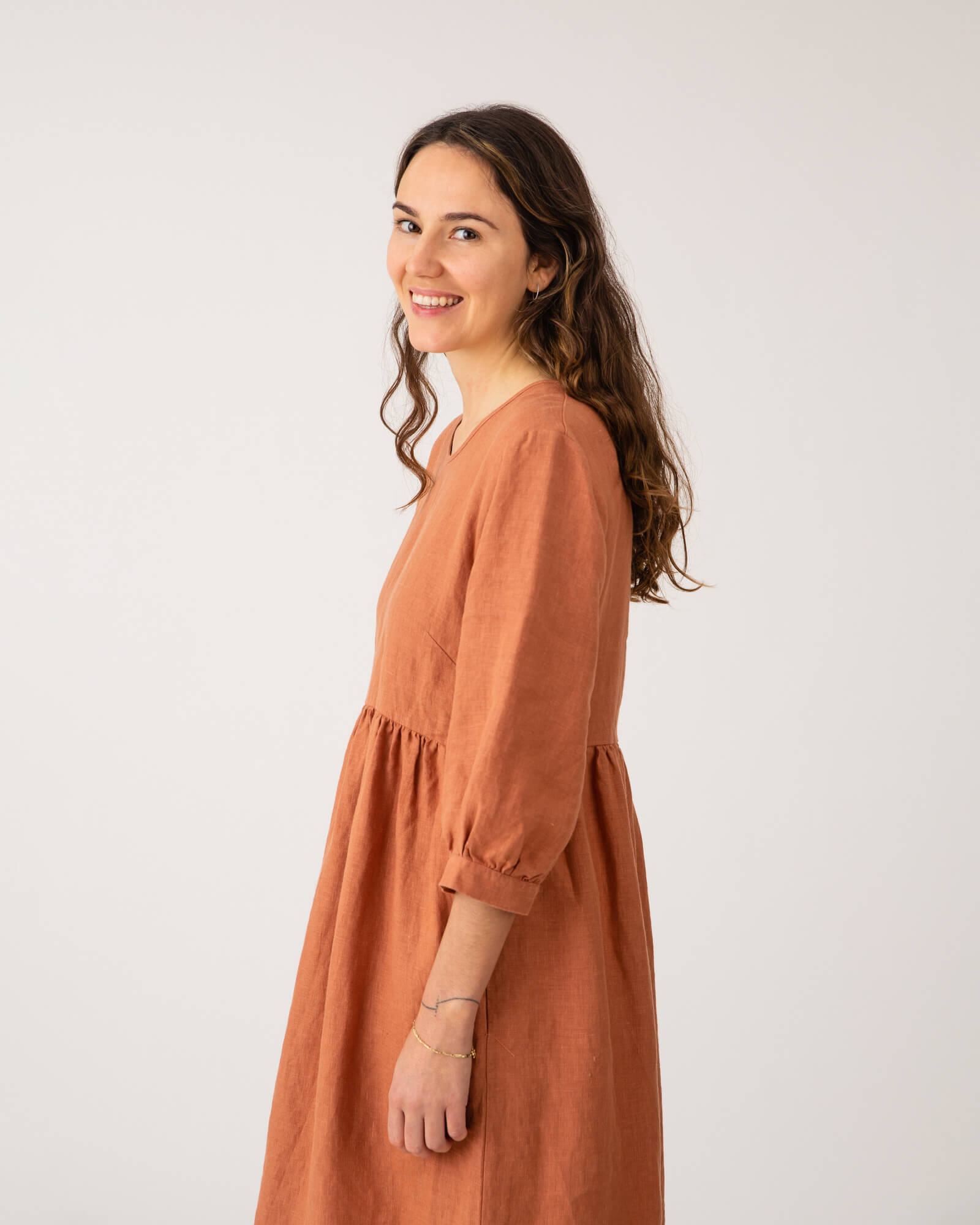 Puff Sleeve Dress russet