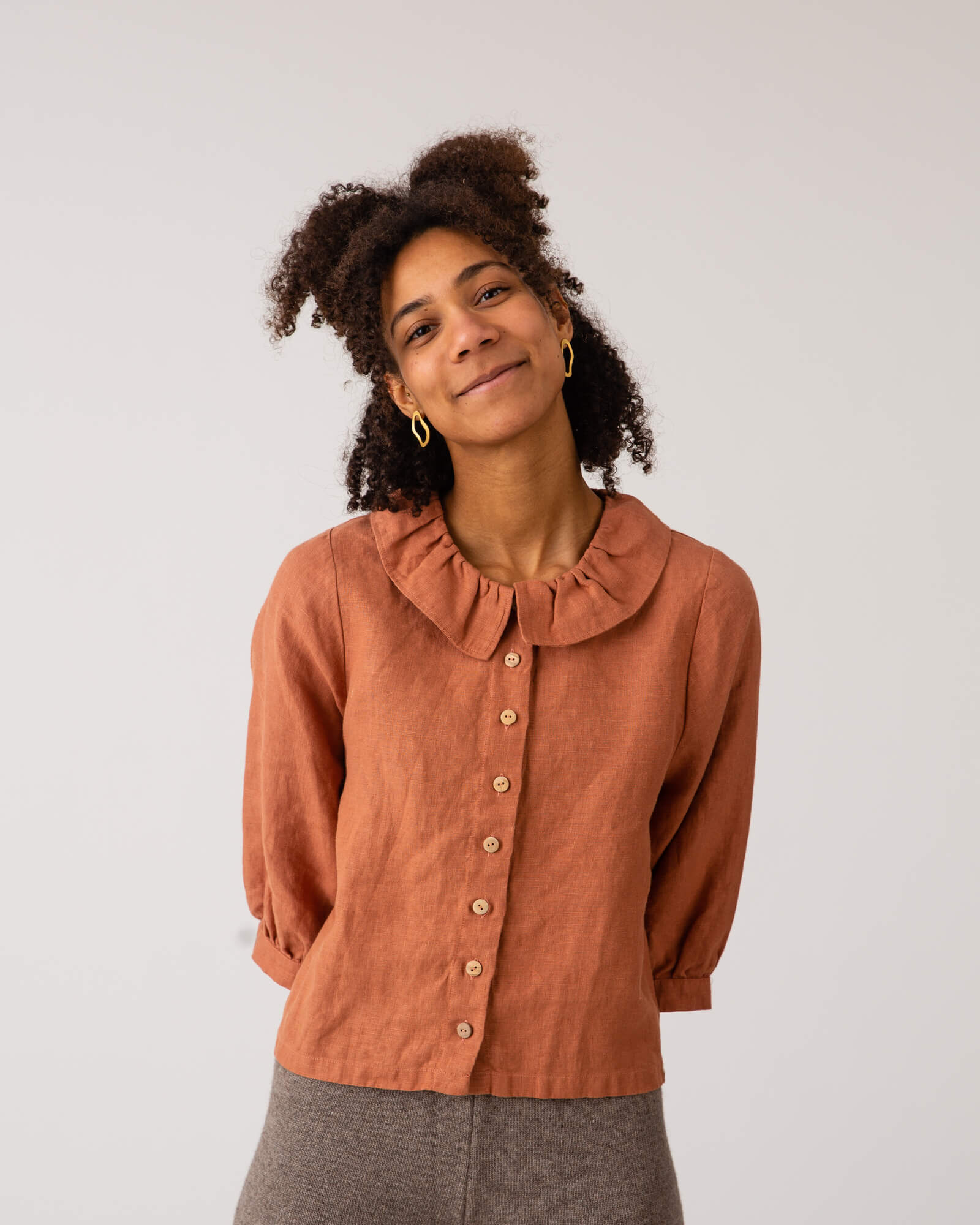 Ruffled Collar Blouse russet