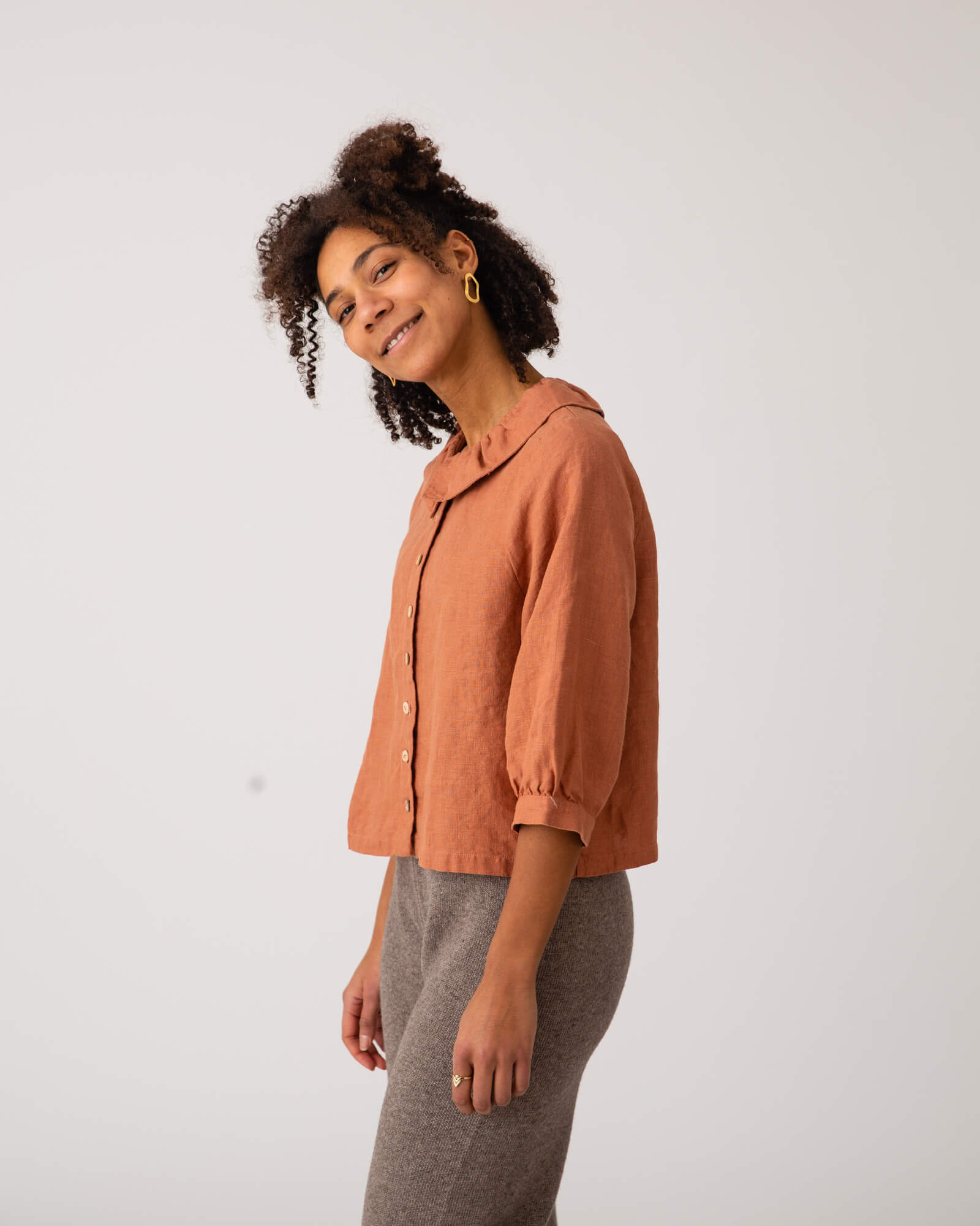 Ruffled Collar Blouse russet