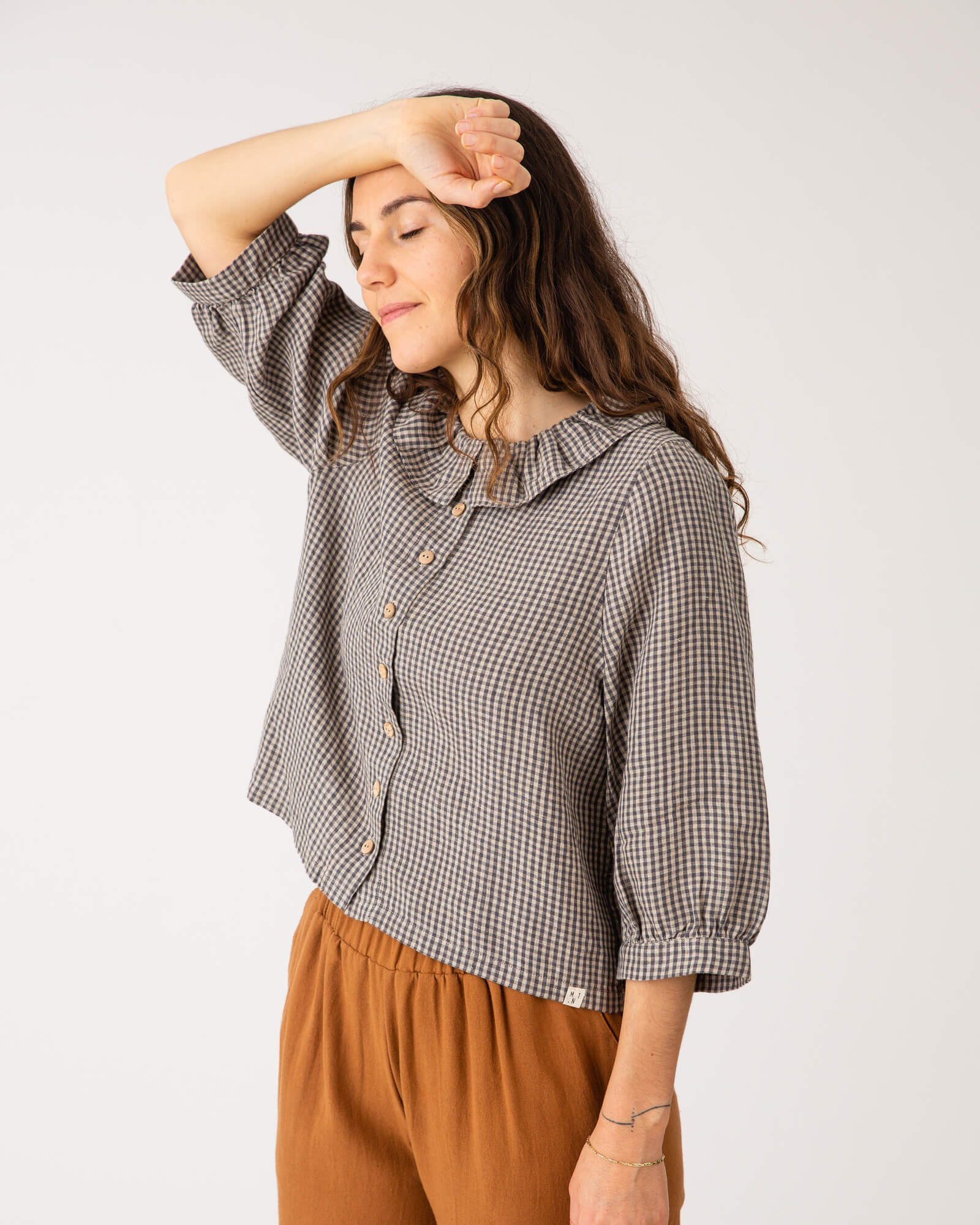 Ruffled Collar Blouse vichy