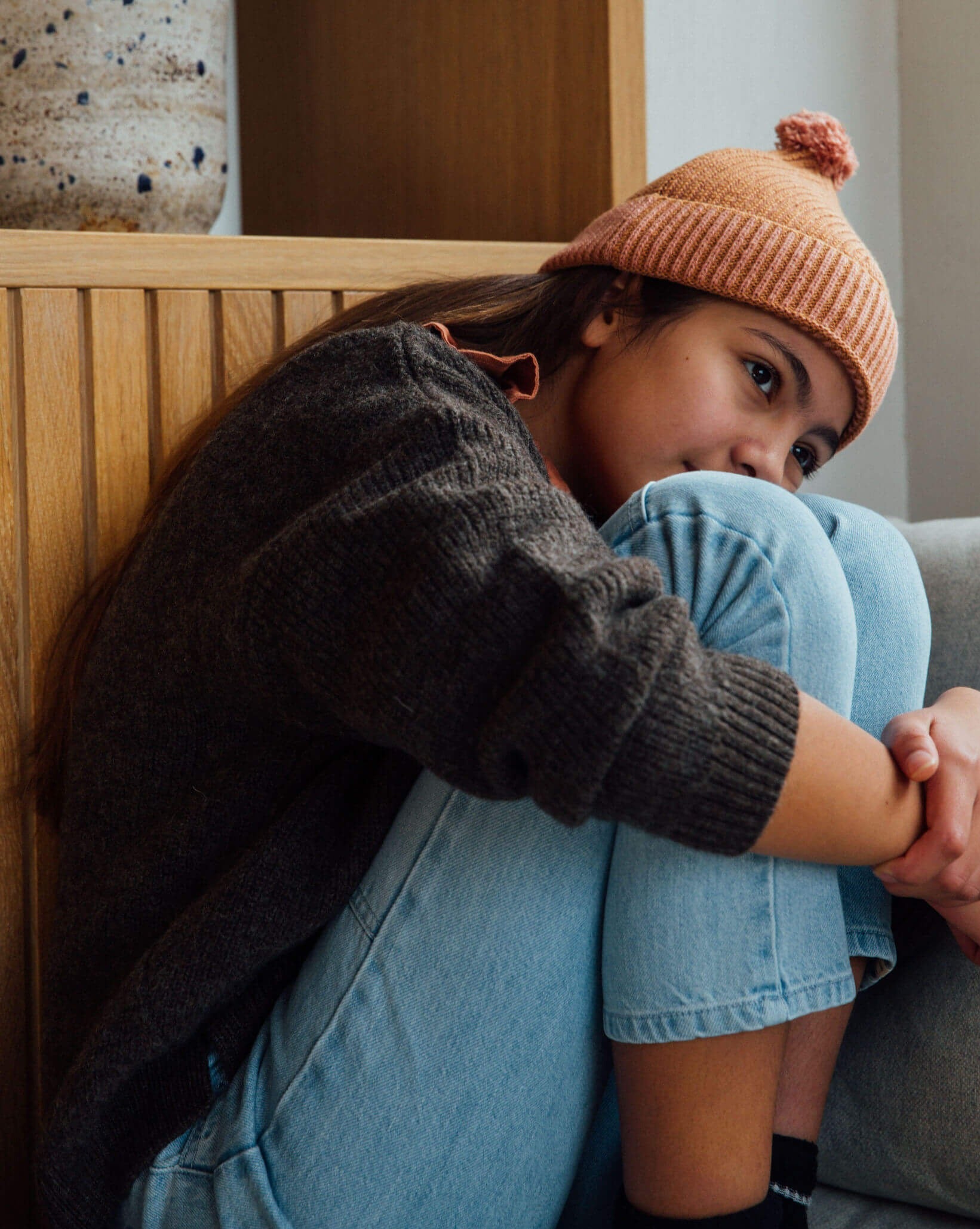 Pom Pom Beanie ochre