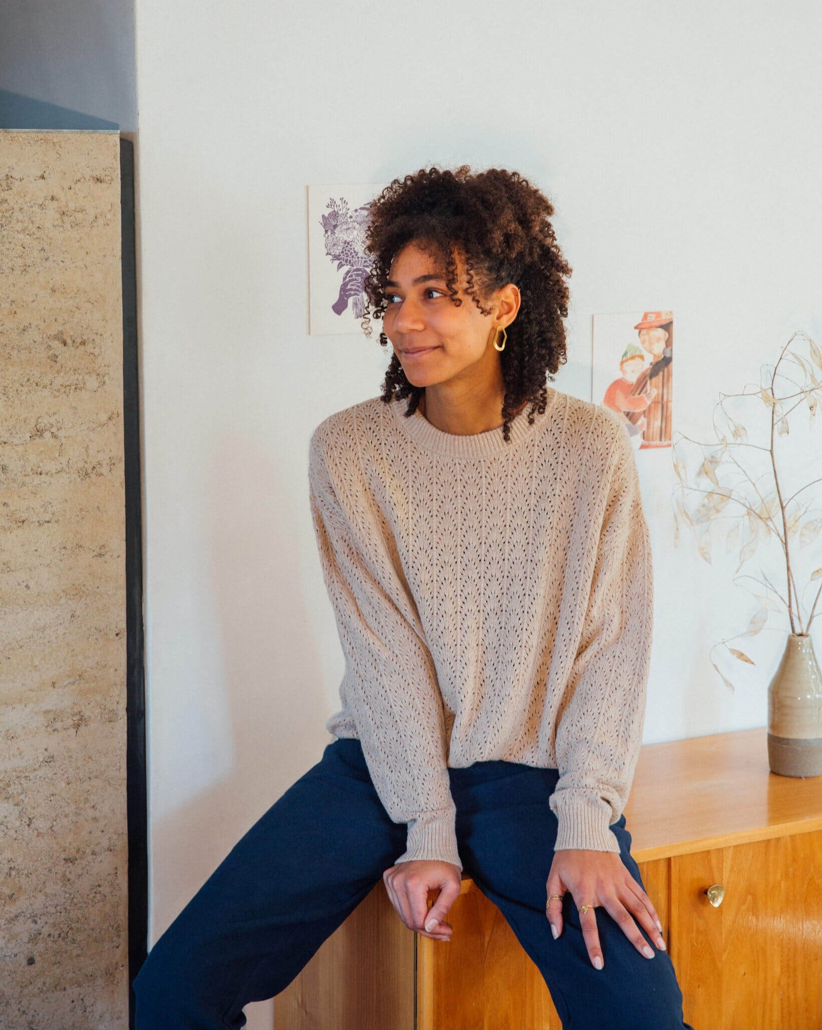 Pointelle Sweater limestone