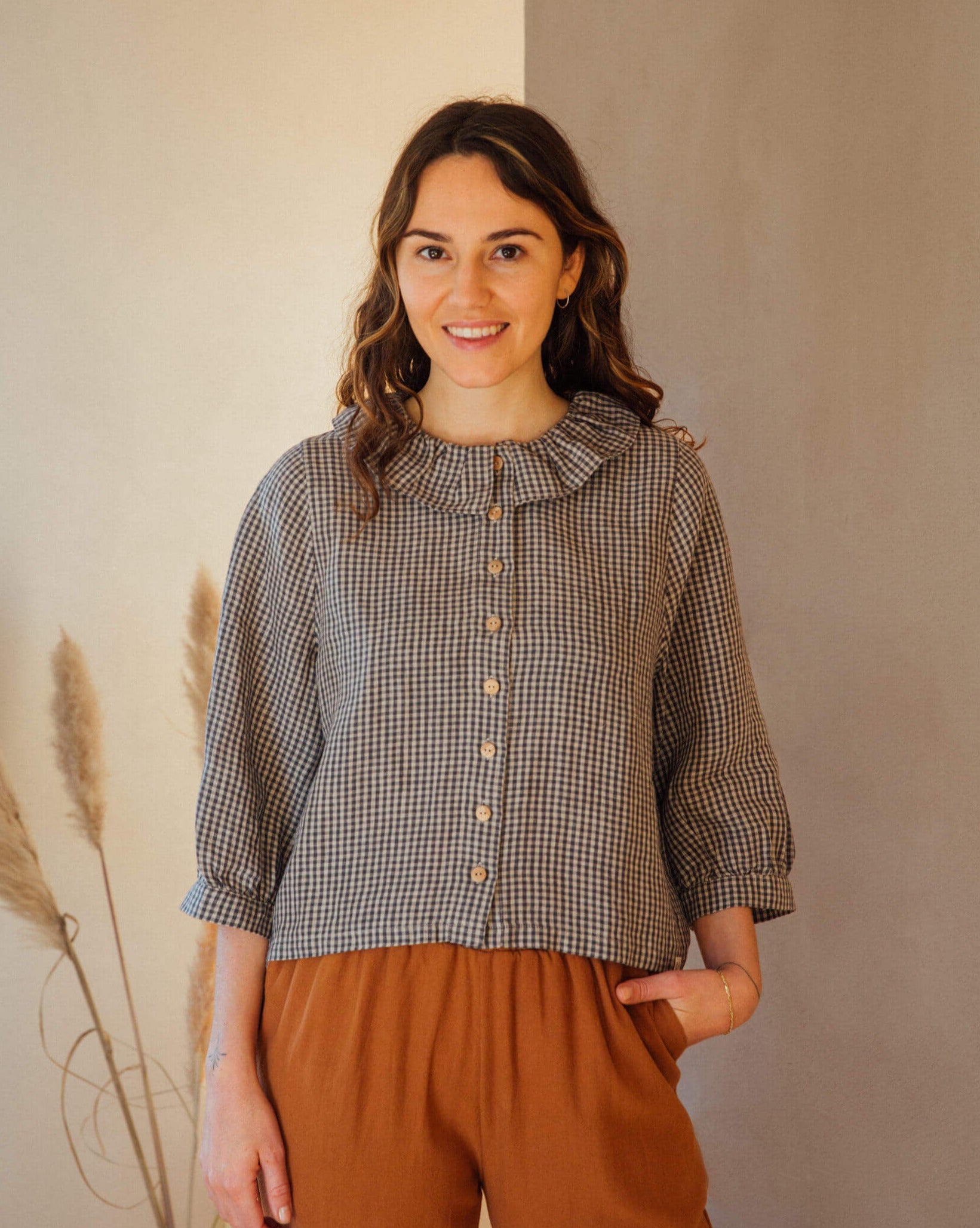 Ruffled Collar Blouse vichy