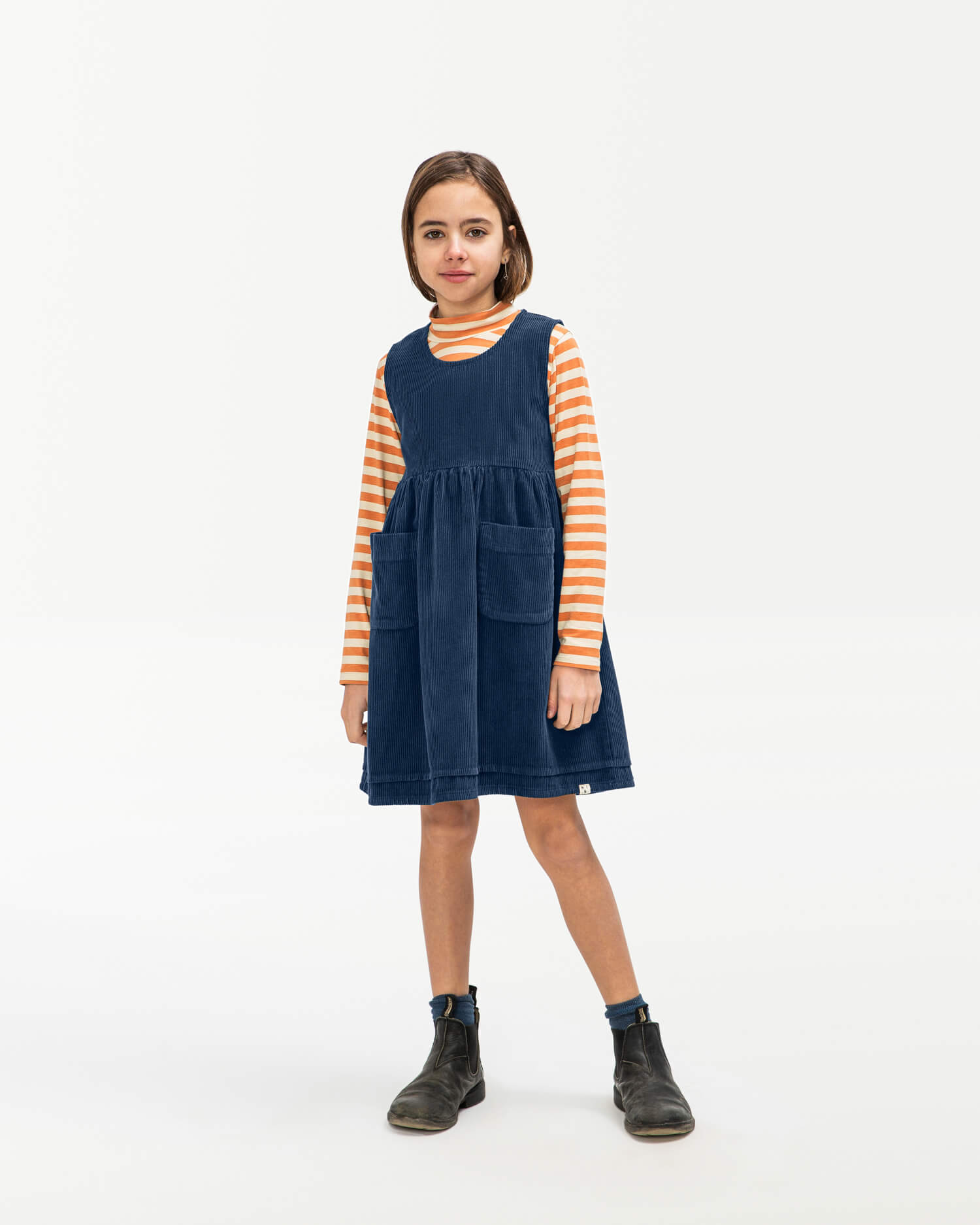 Belted Corduroy Dress anchor blue