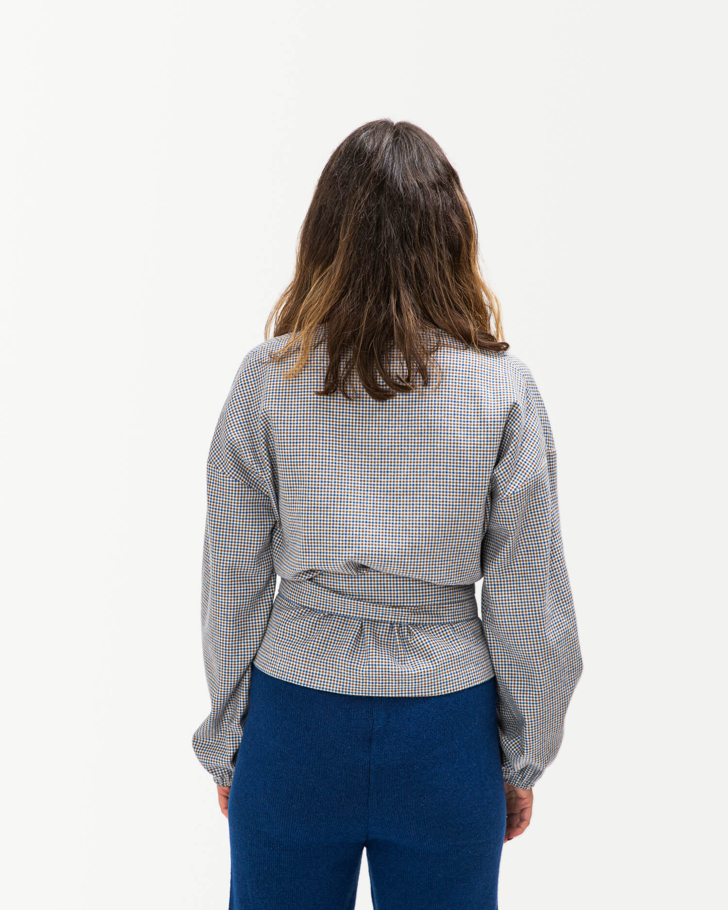Flannel Wrap Blouse pepita