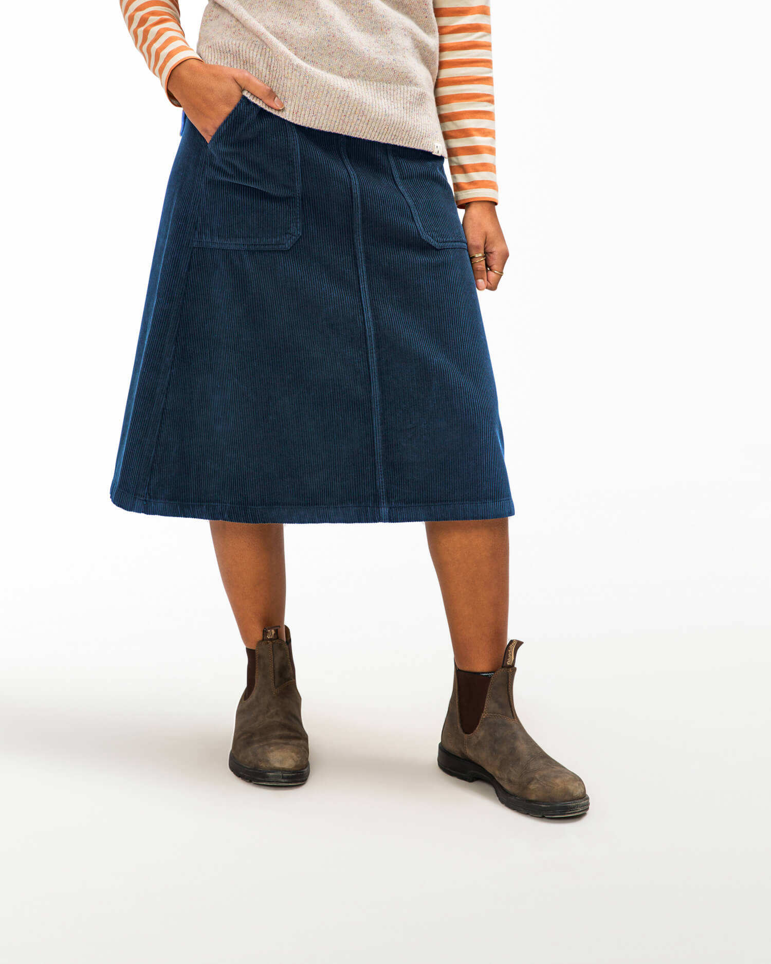 Flared Corduroy Skirt anchor blue Matona