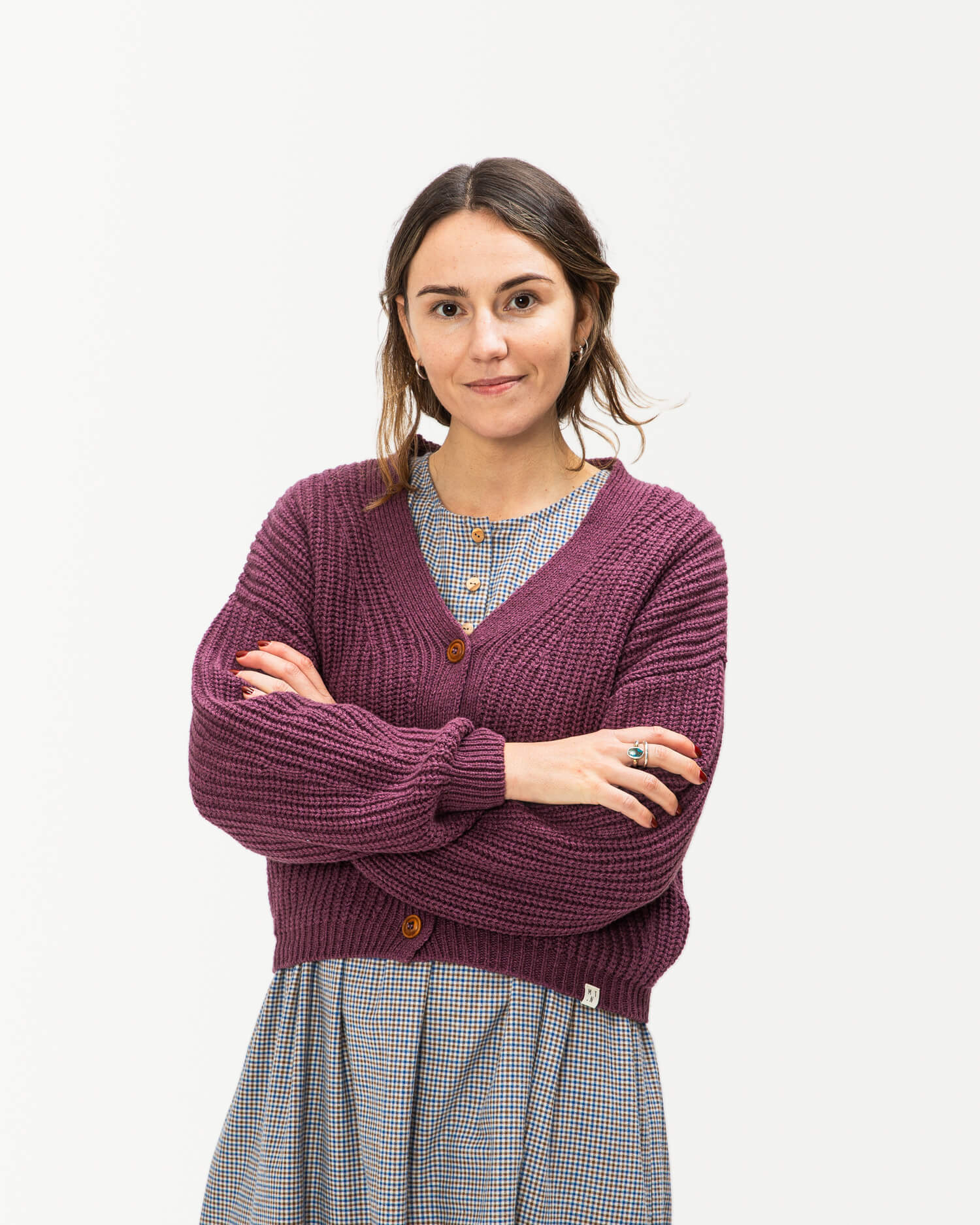 Organic Knit Cardigan berry