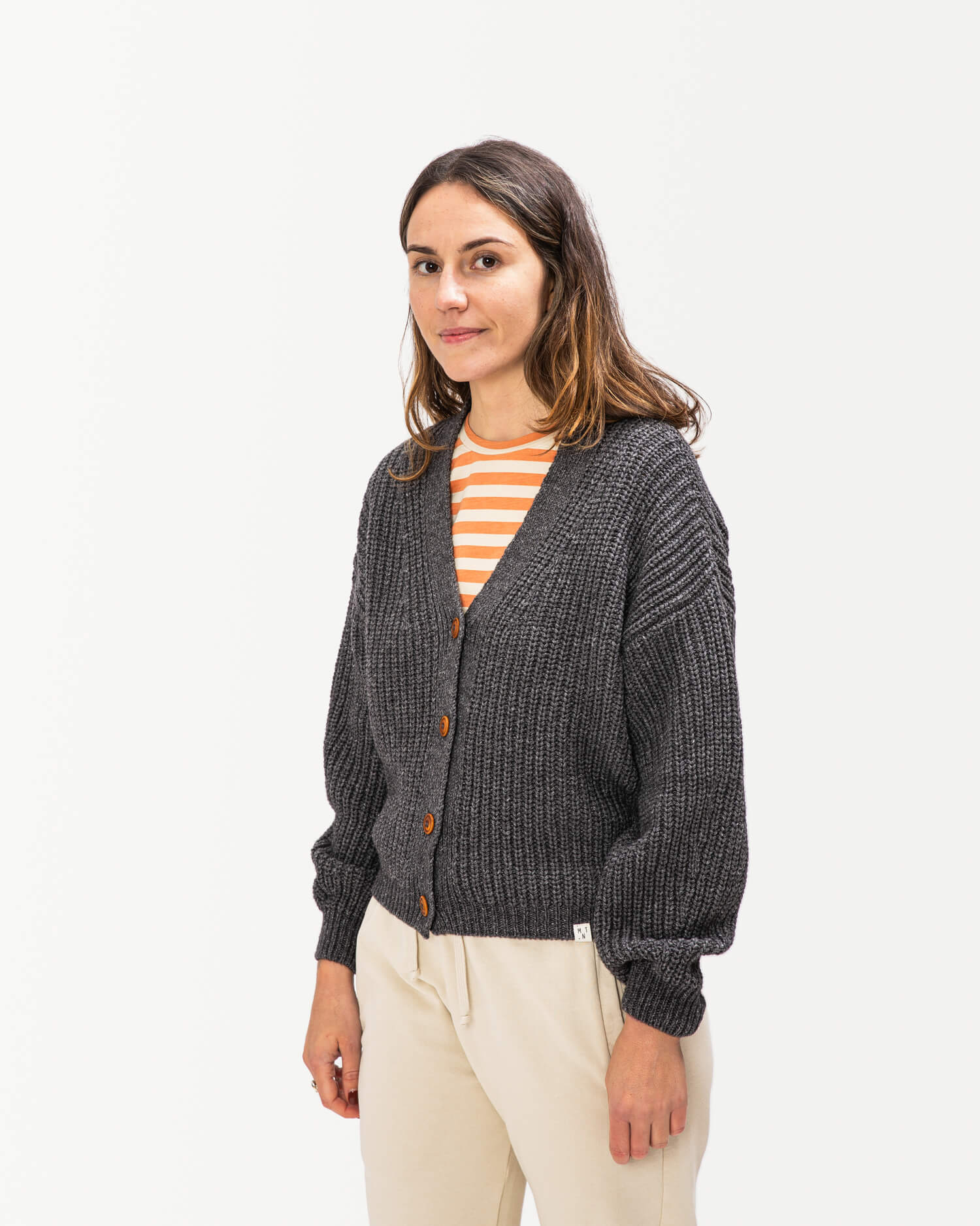 Organic Knit Cardigan graphite