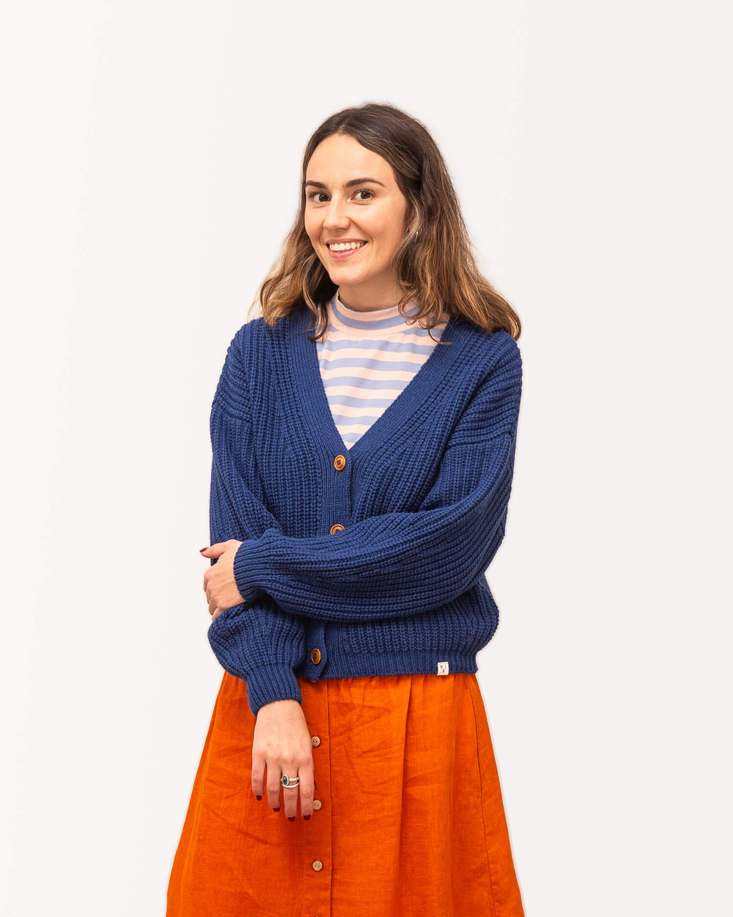 Organic Knit Cardigan royal blue