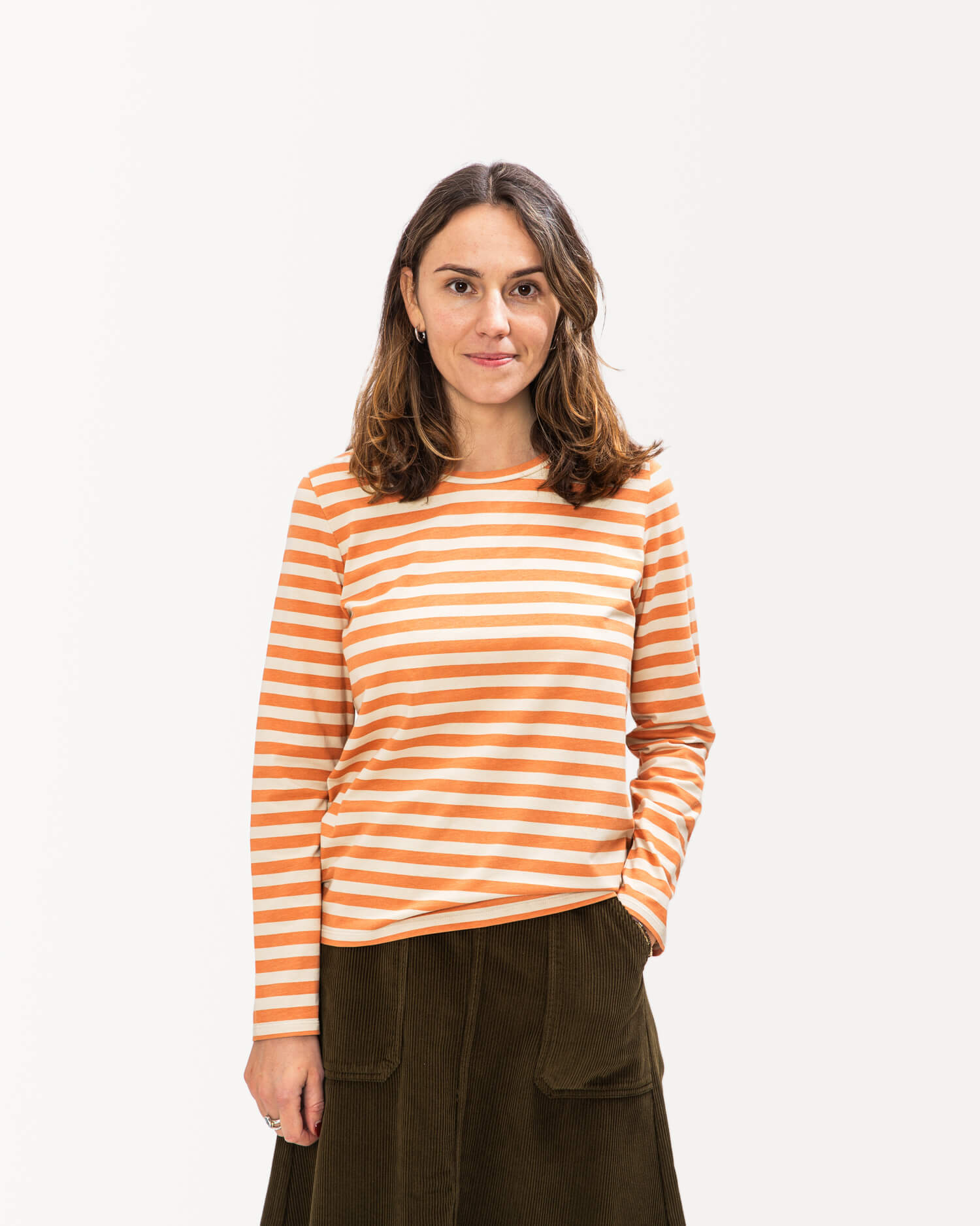 Round Neck Longsleeve oyster-caramel