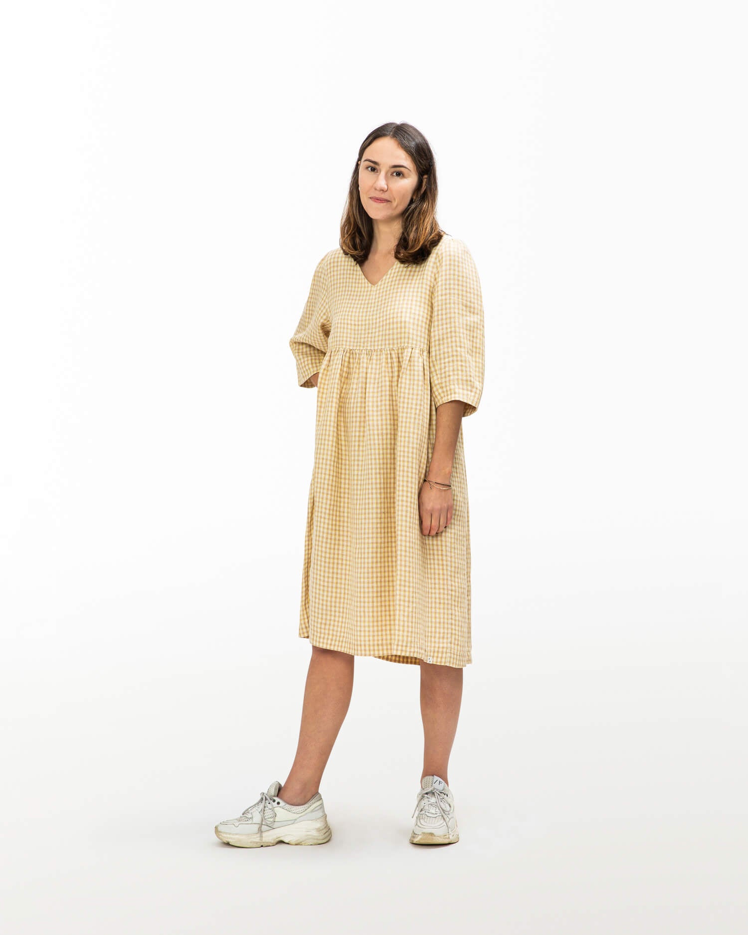 Elegant Midi Dress dijon check