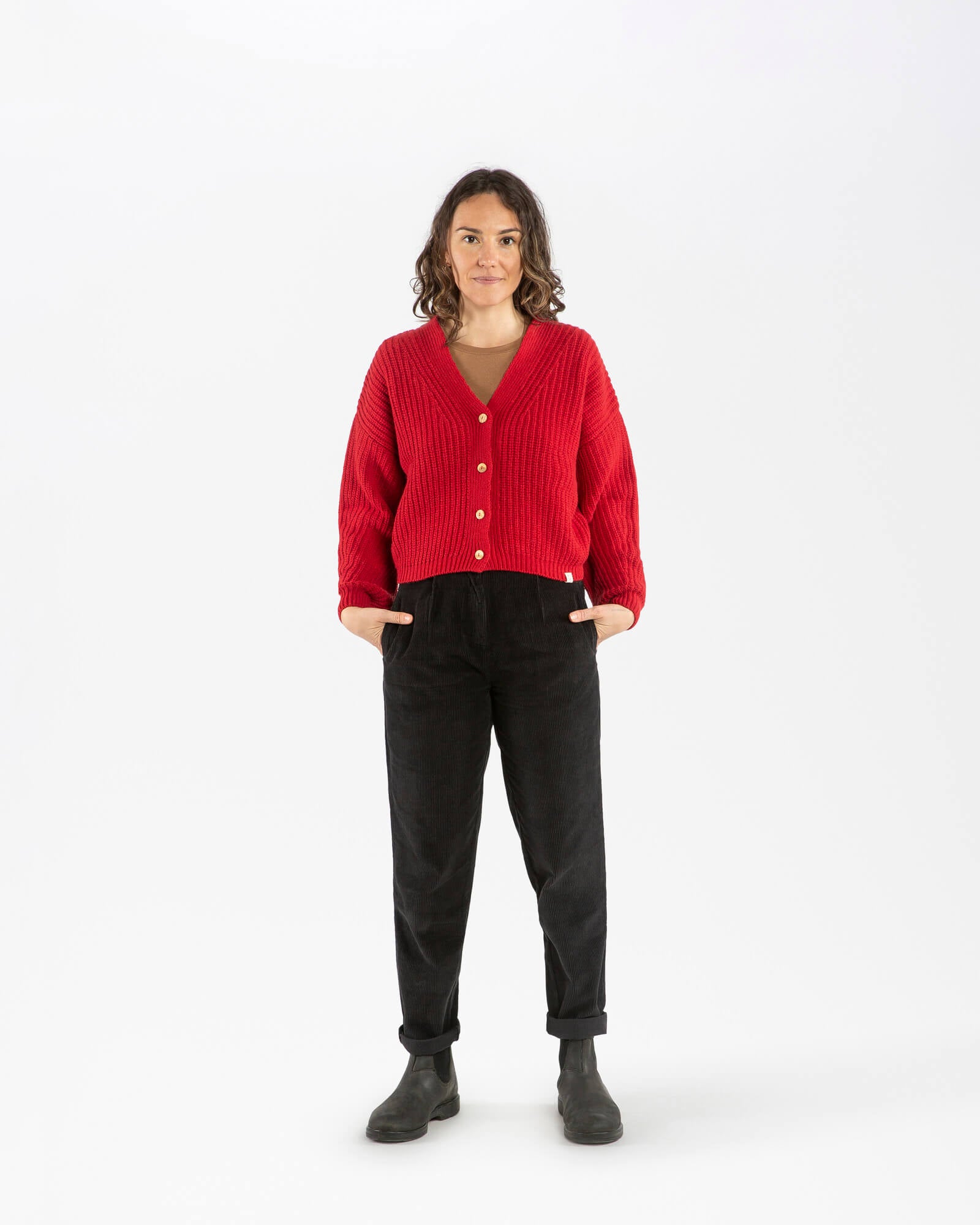 Organic Knit Cardigan poppy