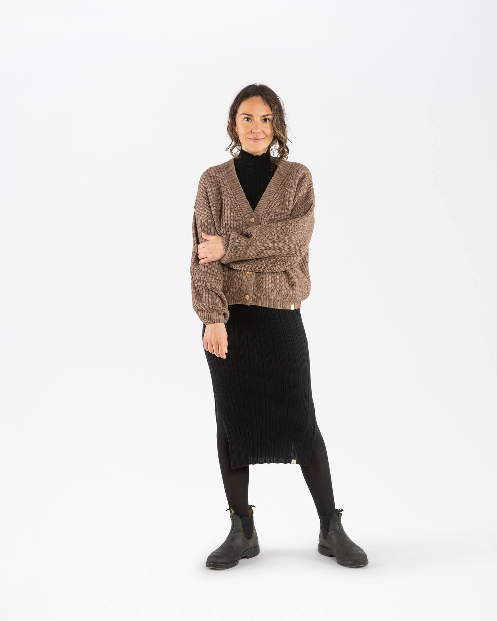 Organic Knit Cardigan sepia
