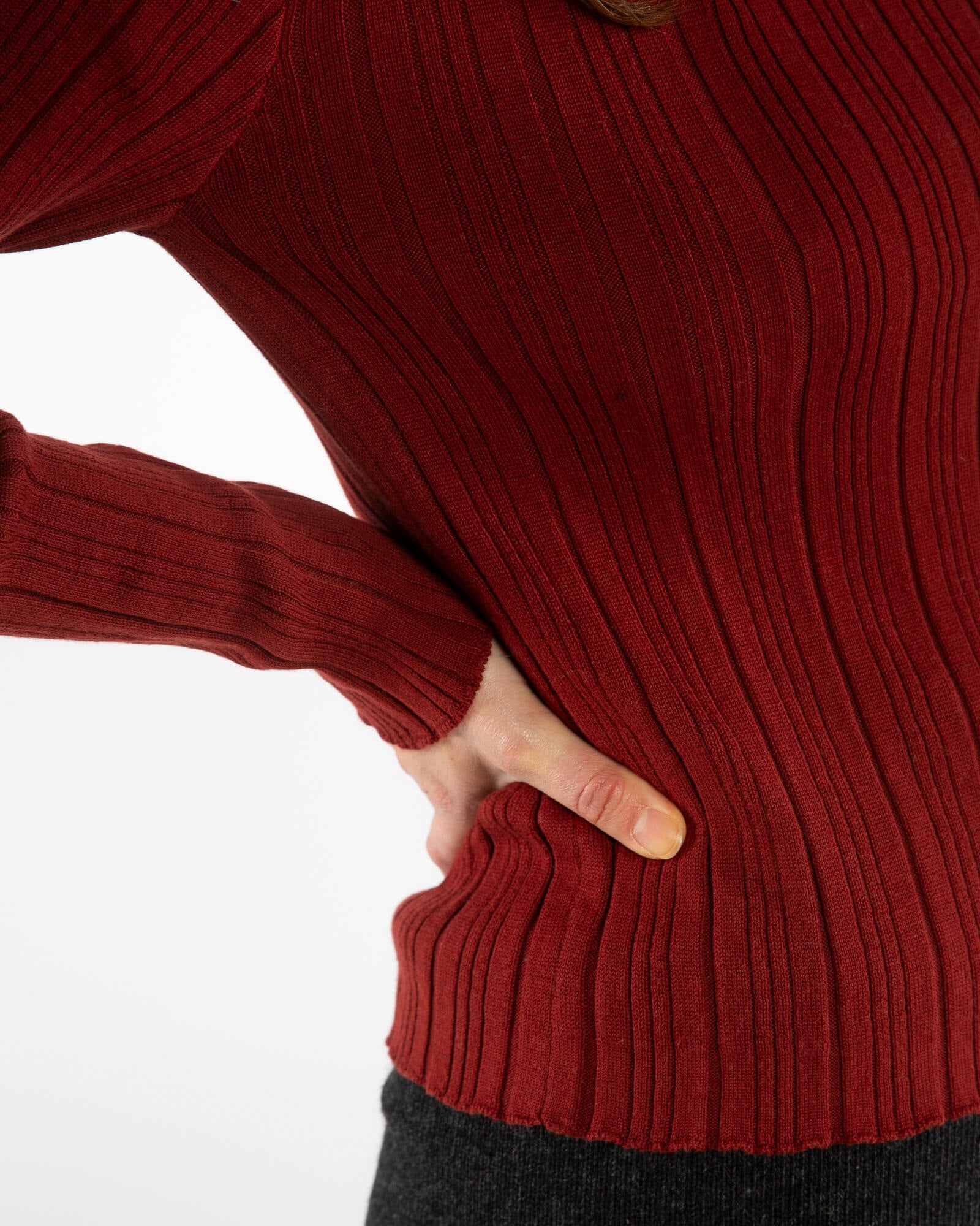 Ribbed Collared Longsleeve maroon