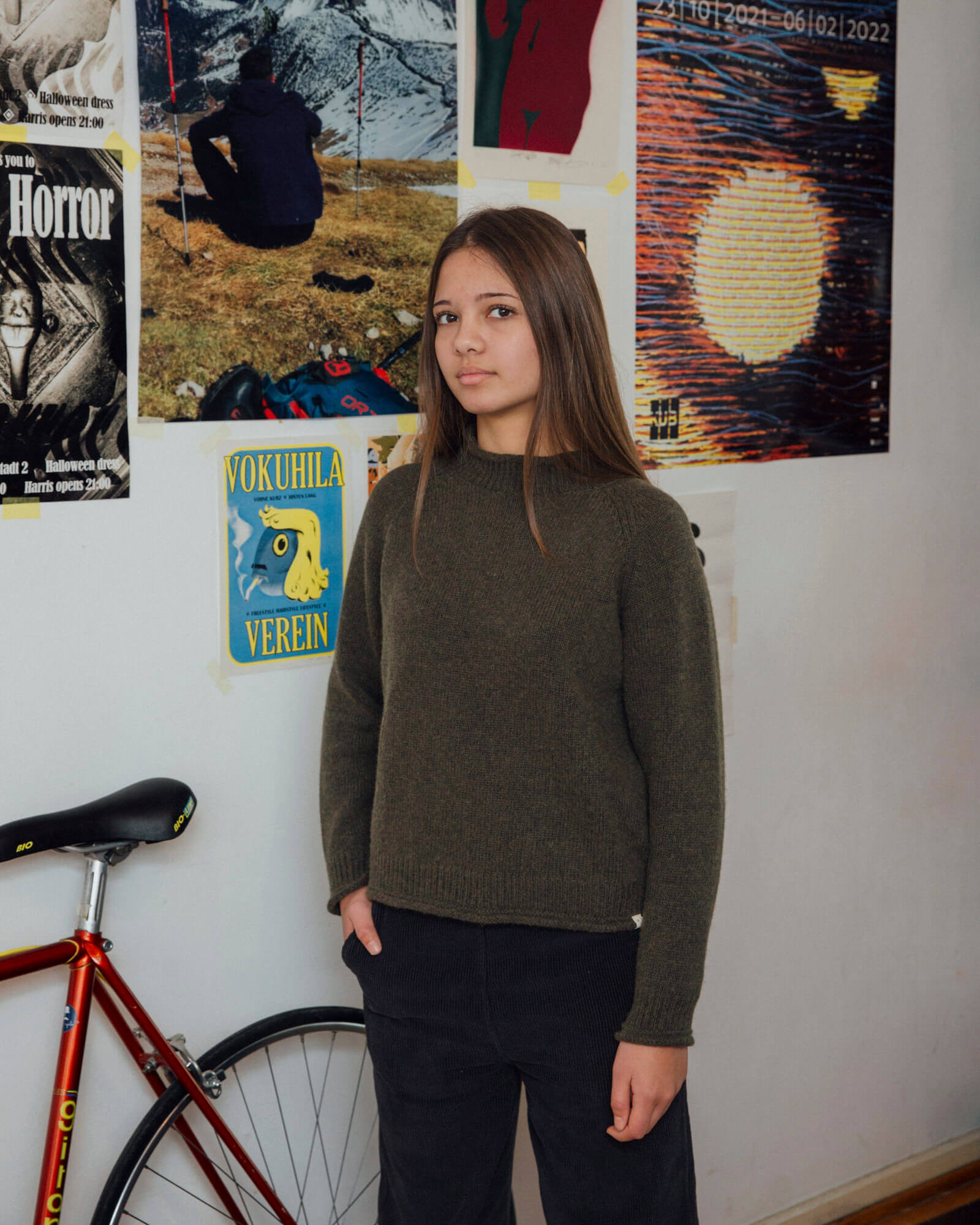 Raglan High Neck Sweater olive