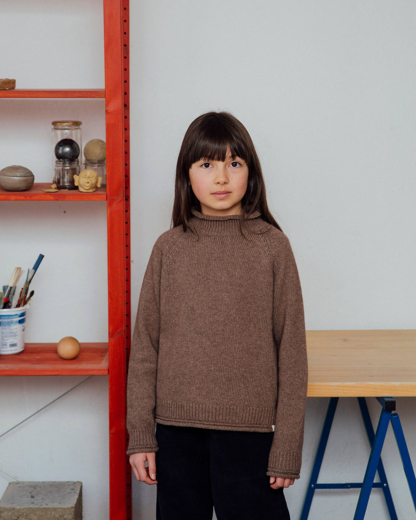 Raglan High Neck Sweater sepia