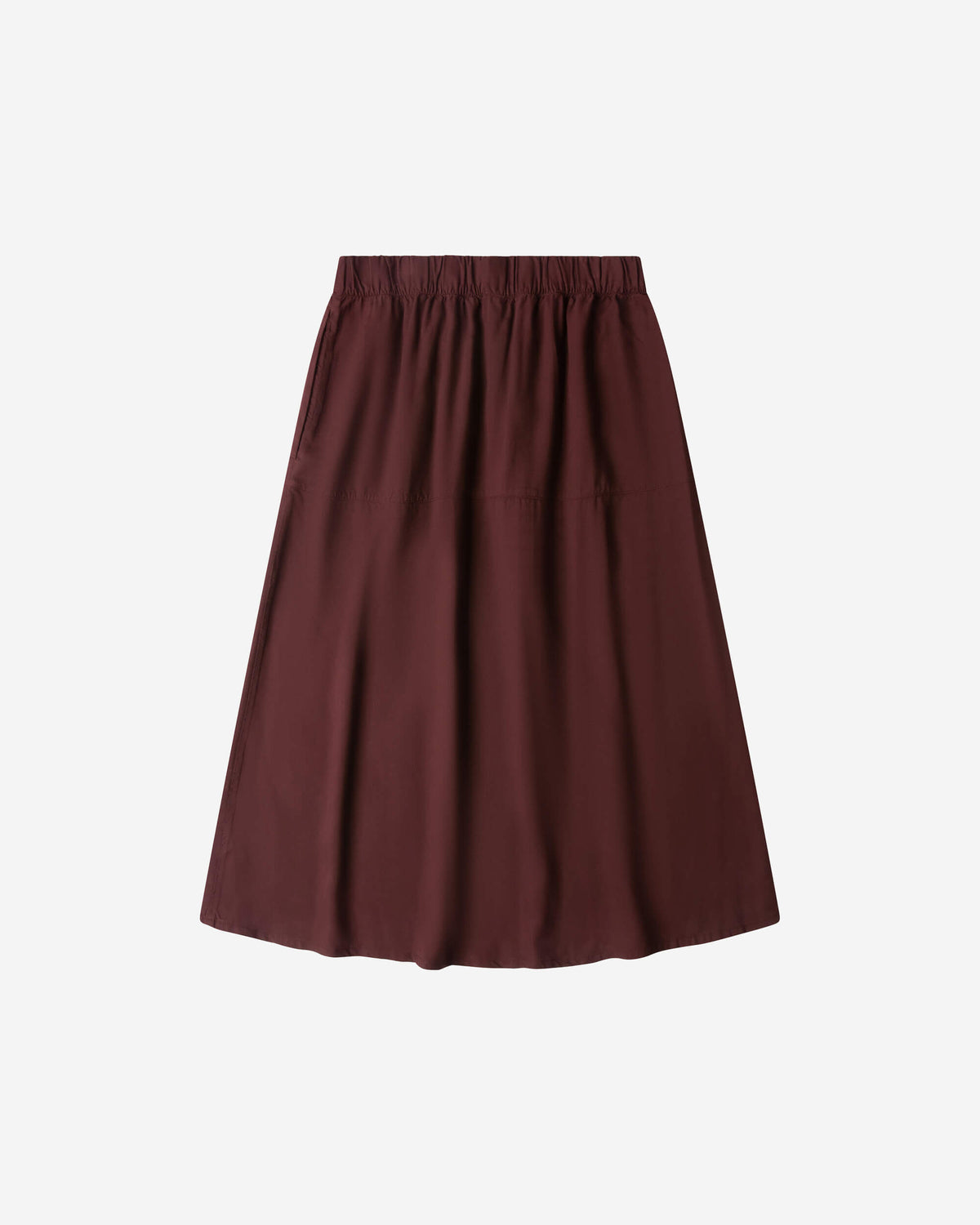 Ruffled Midi Skirt maroon