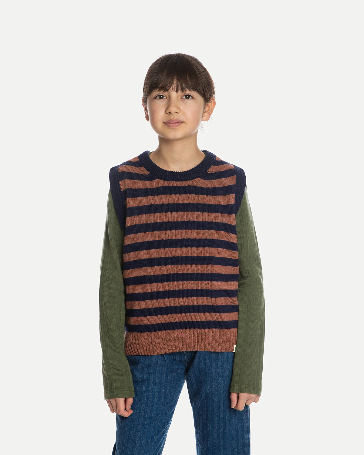 Wool Tank navy striped