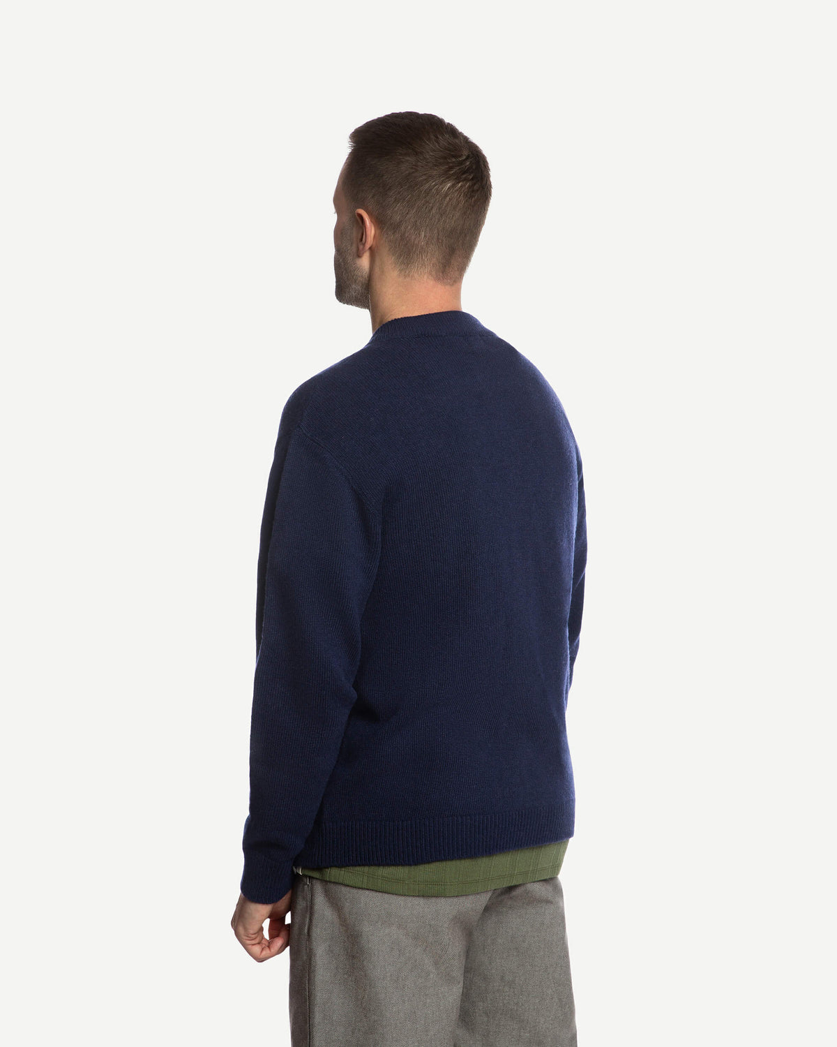 Wool Zip Cardigan navy