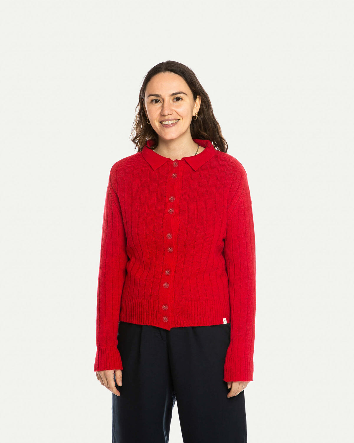 Collared Cardigan bright red