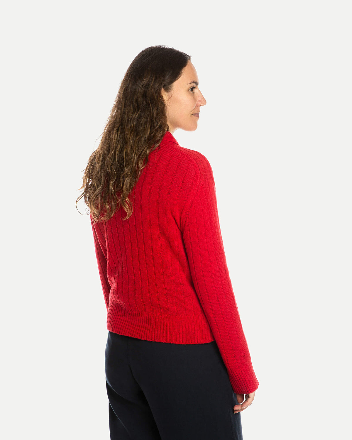 Collared Cardigan bright red