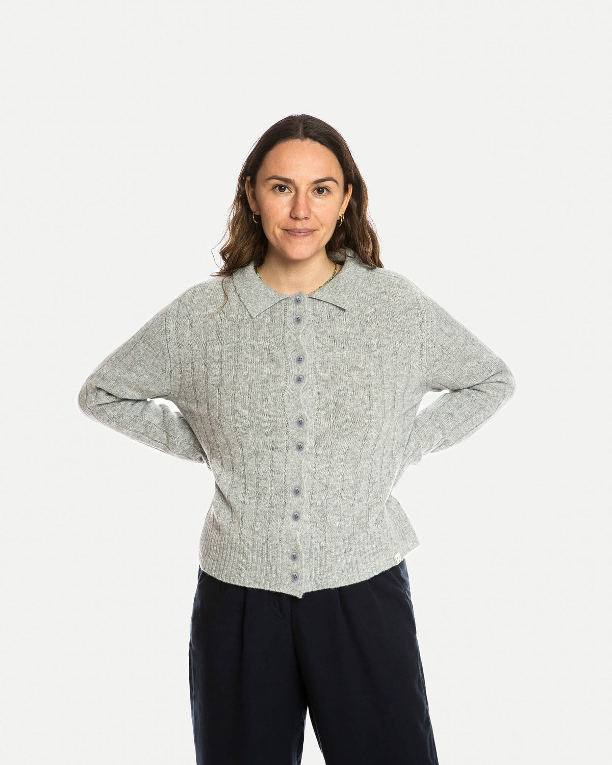 Collared Cardigan grey melange