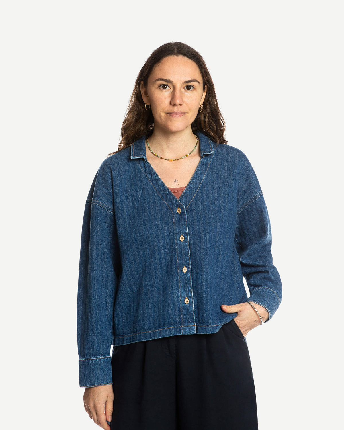 Denim Blouse herringbone