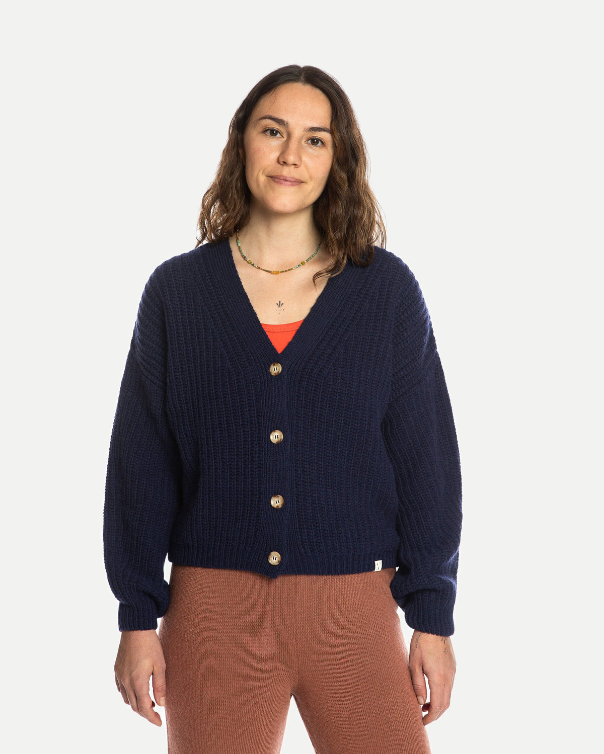 Organic Knit Cardigan navy