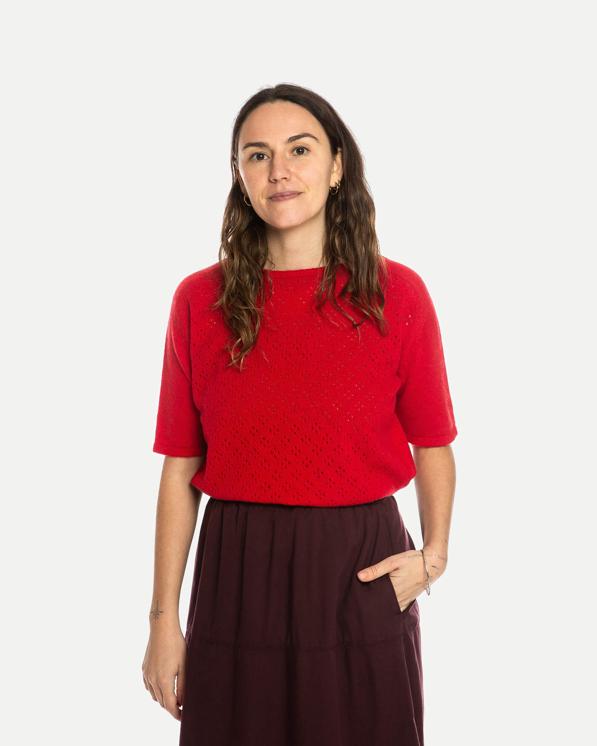 Pointelle T-Shirt bright red