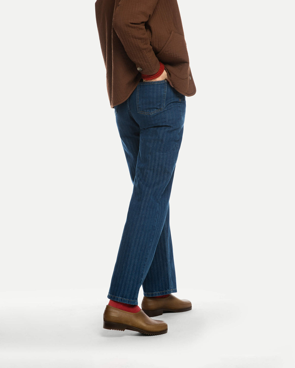 Straight Leg Denim Pants herringbone
