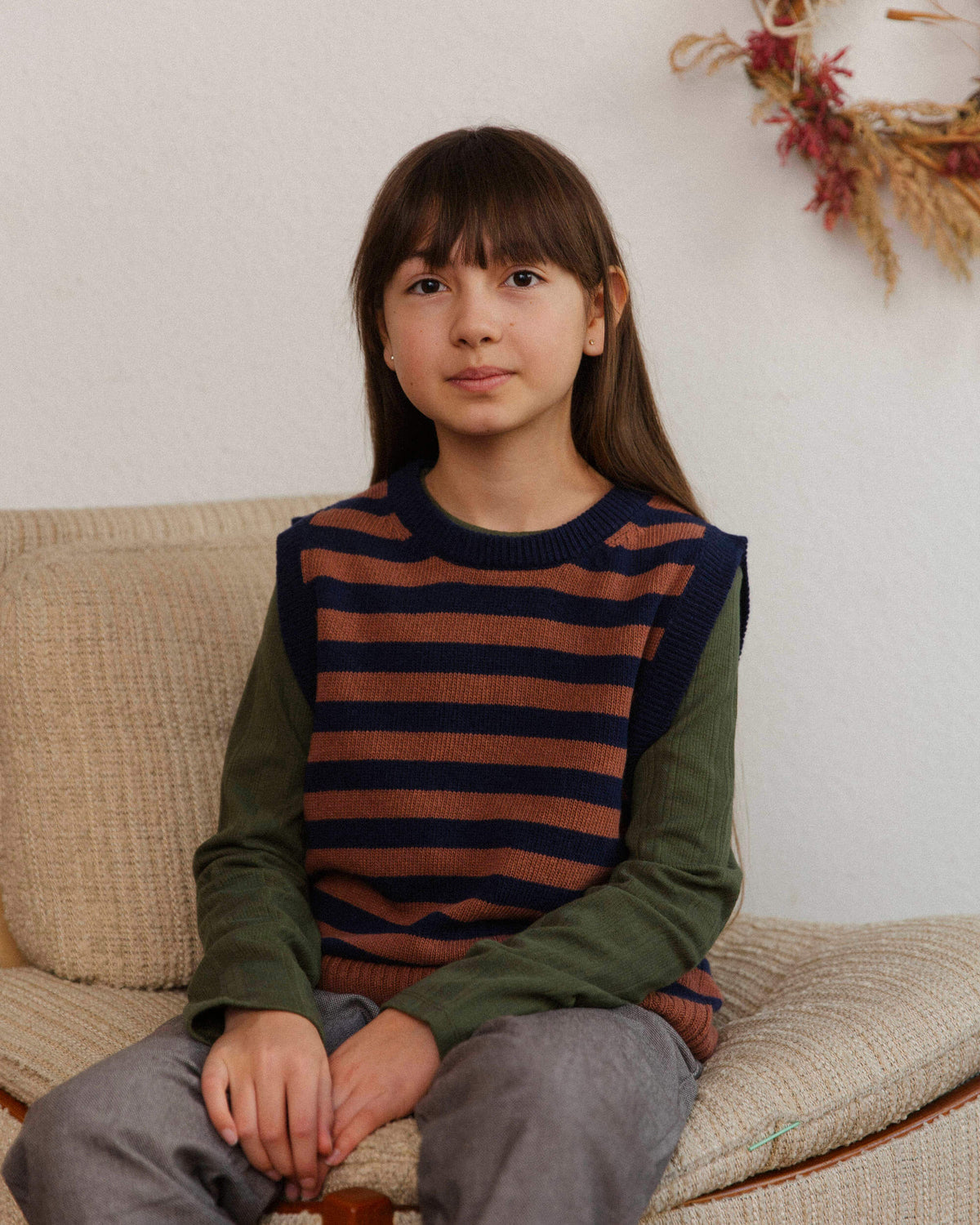 Wool Tank navy striped
