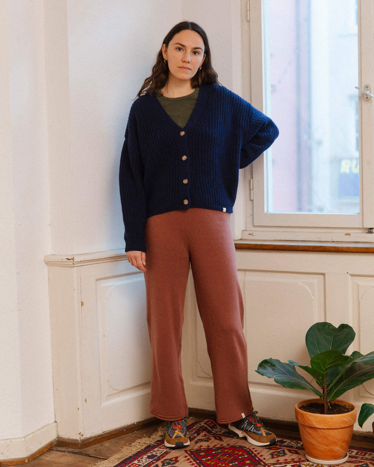 Organic Knit Cardigan navy