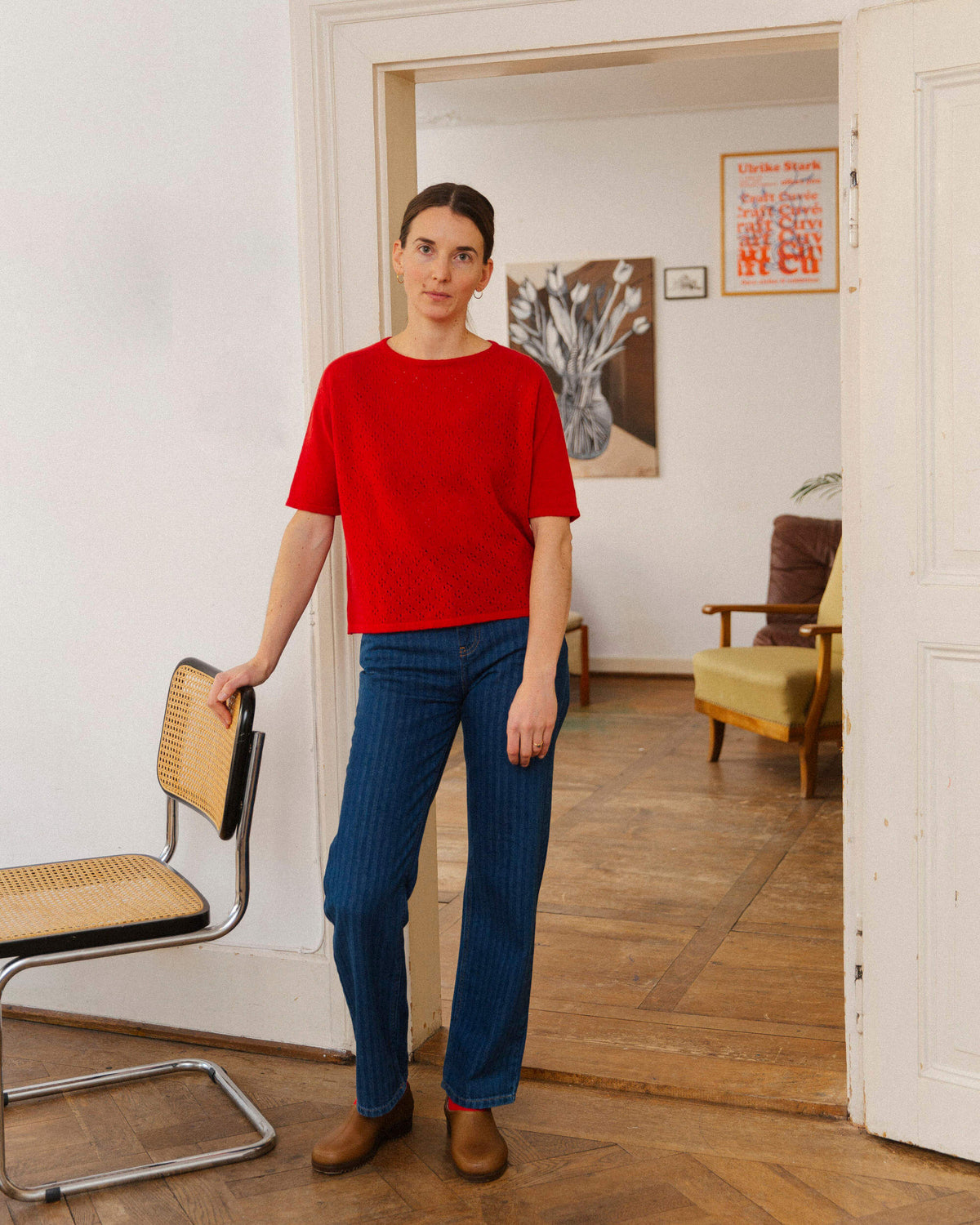 Pointelle T-Shirt bright red
