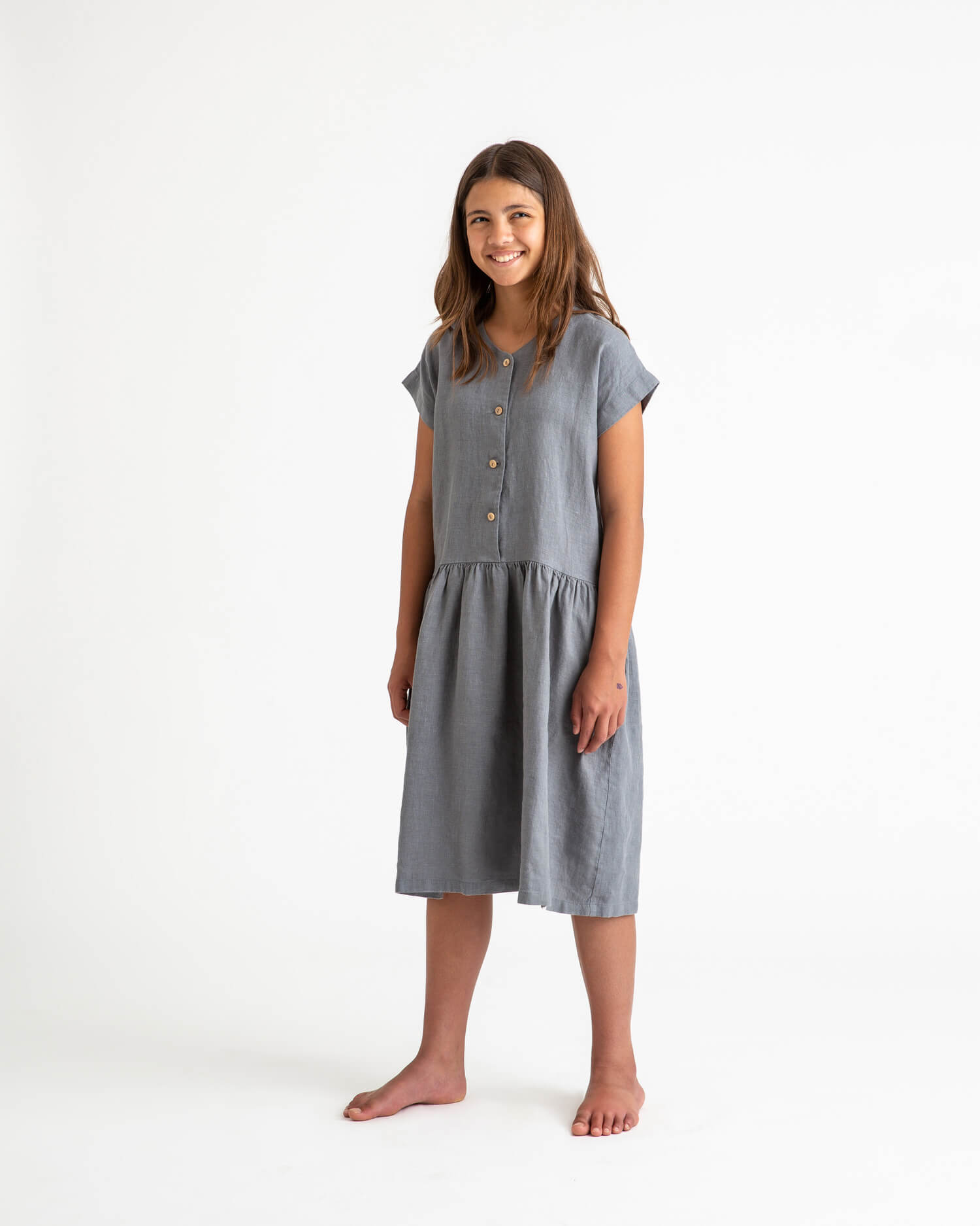 simple linen dress Simple Dress storm blue