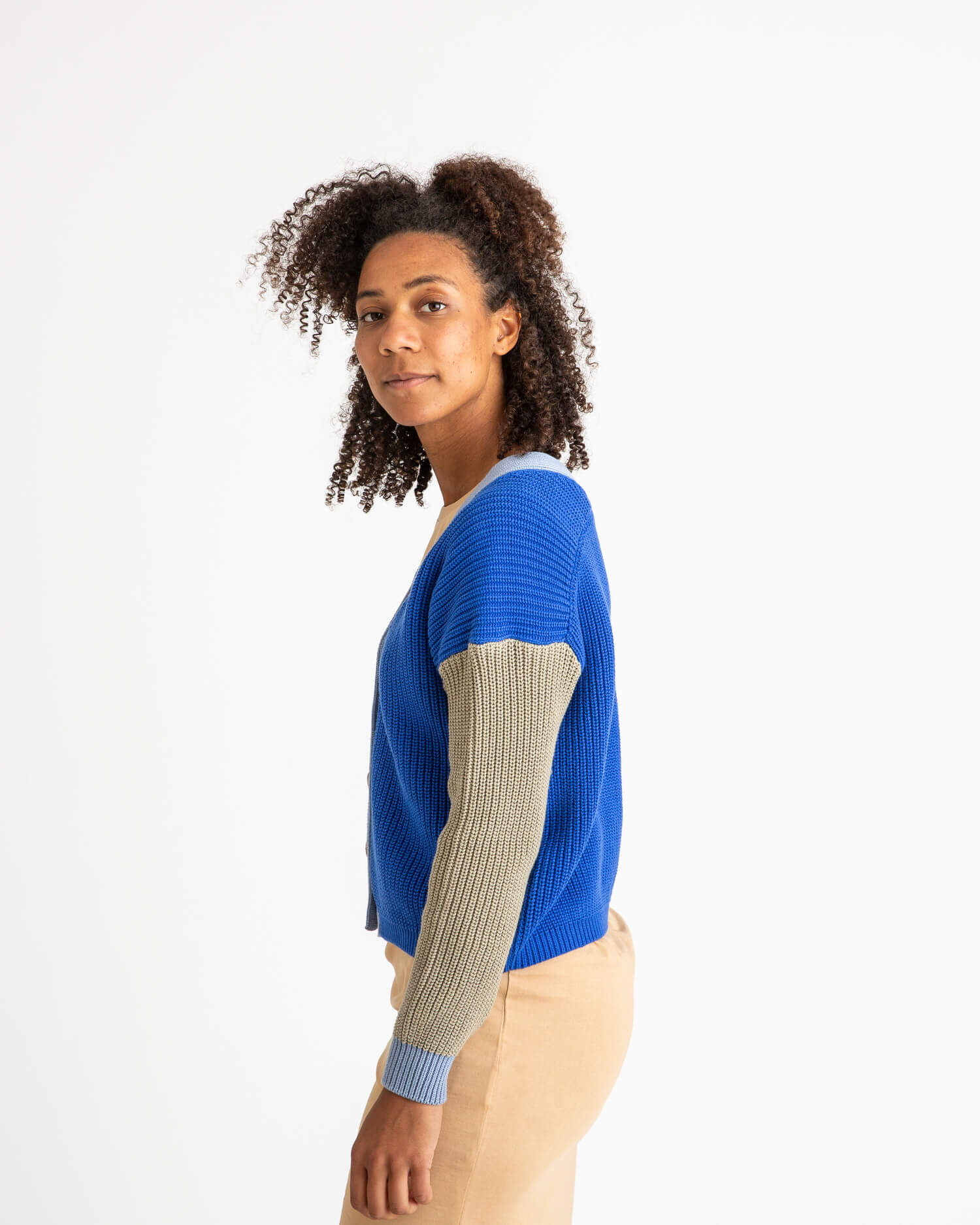 Color Block Cardigan cobalt