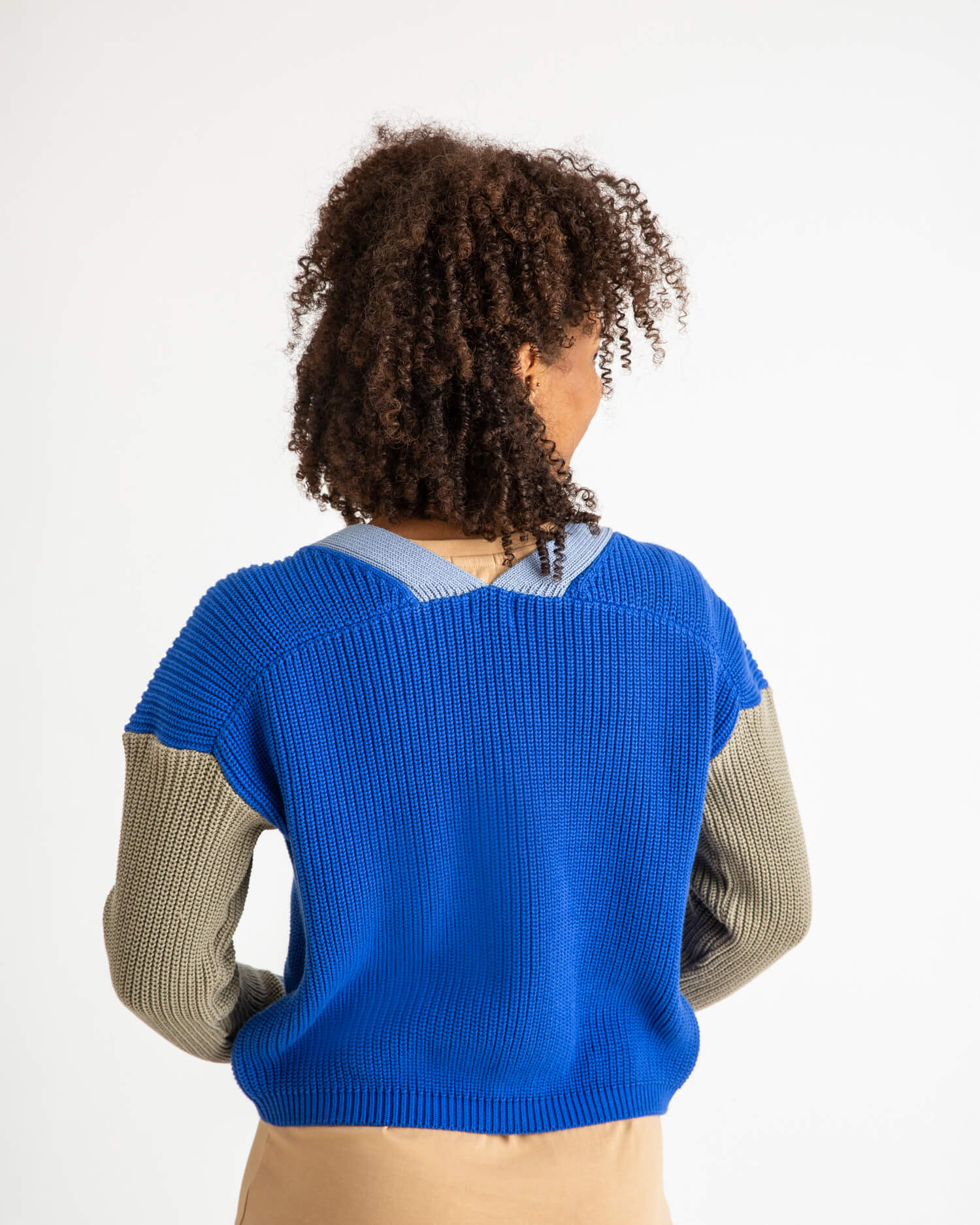 Color Block Cardigan cobalt