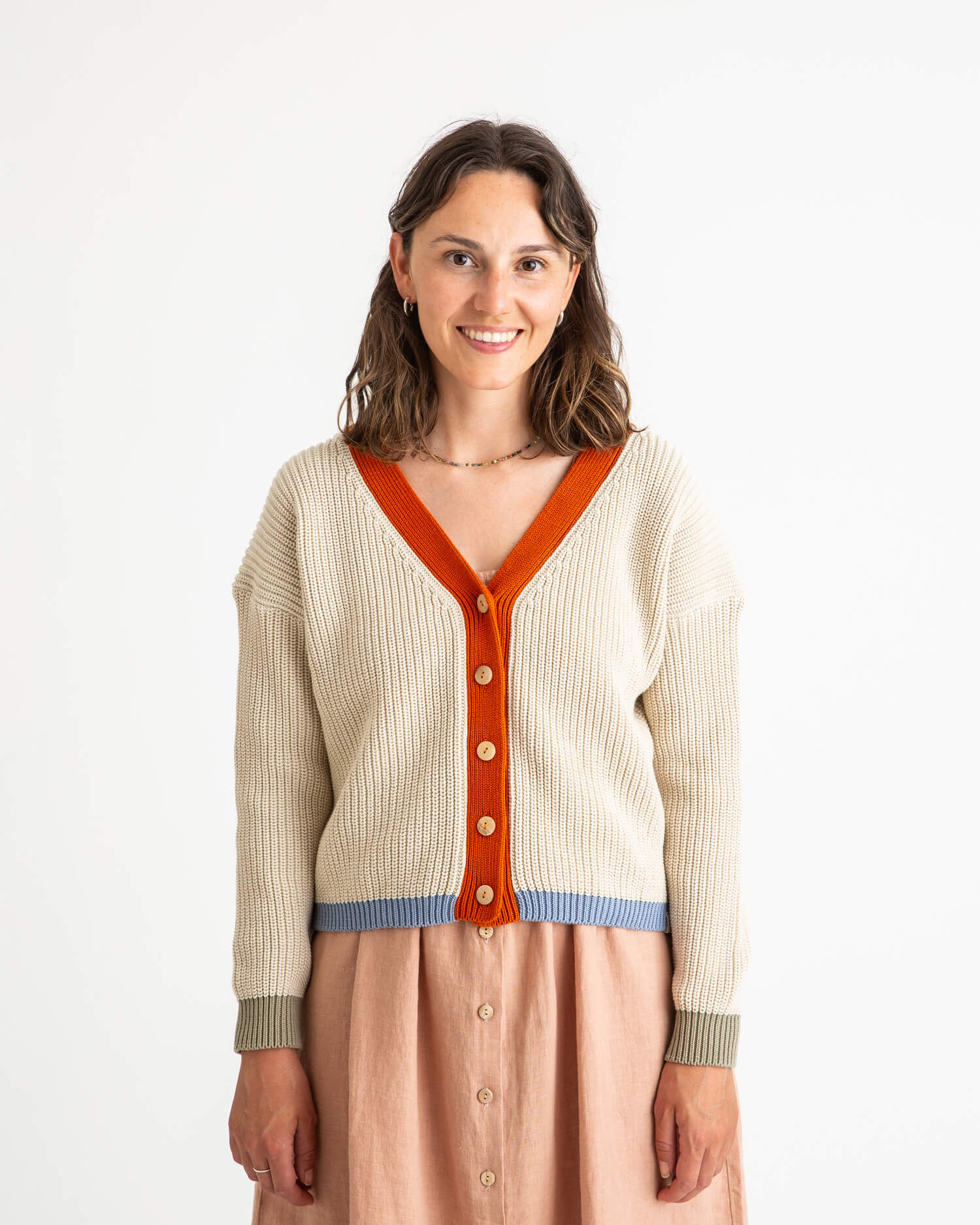 Color Block Cardigan oyster