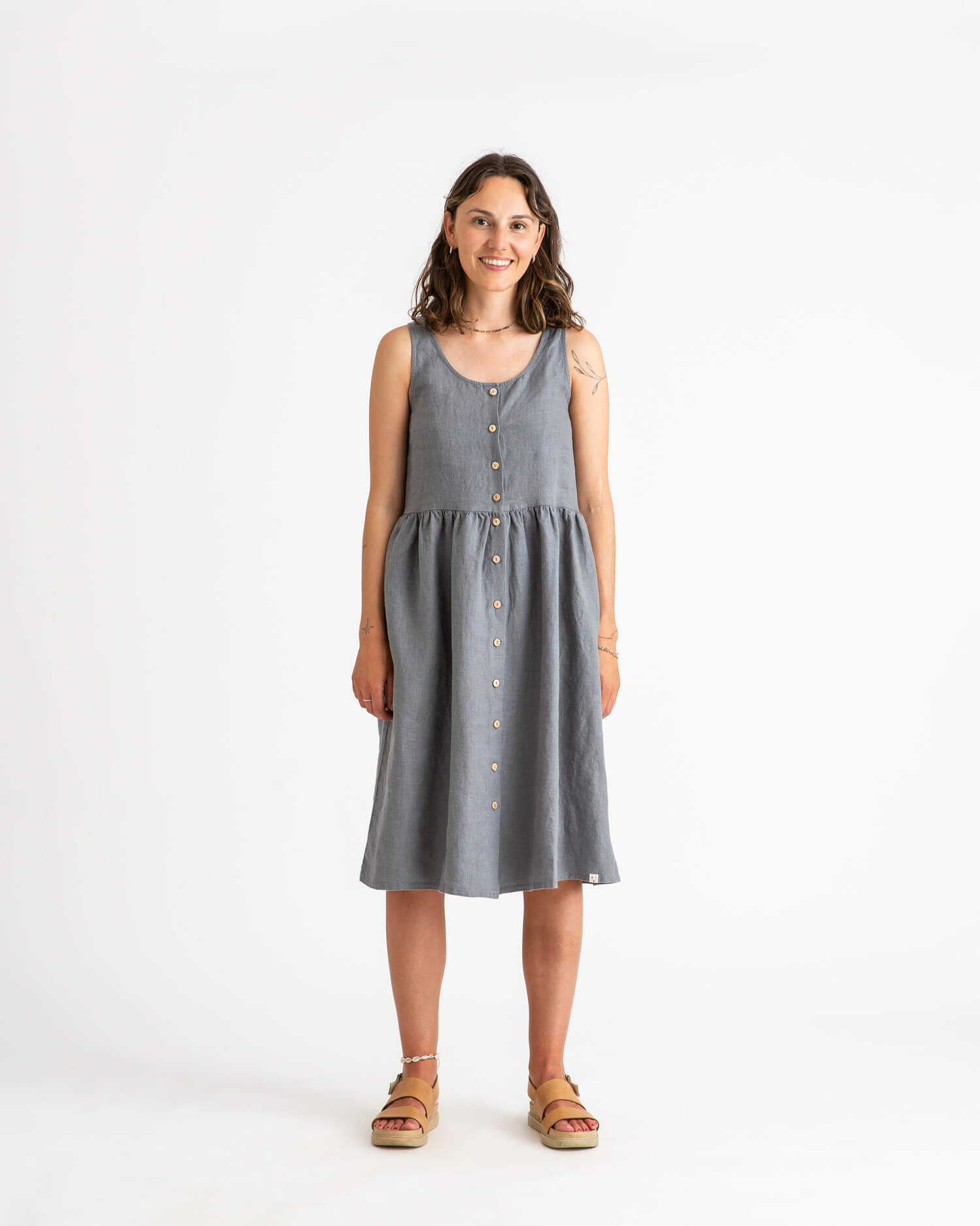 Gathered Dress storm blue