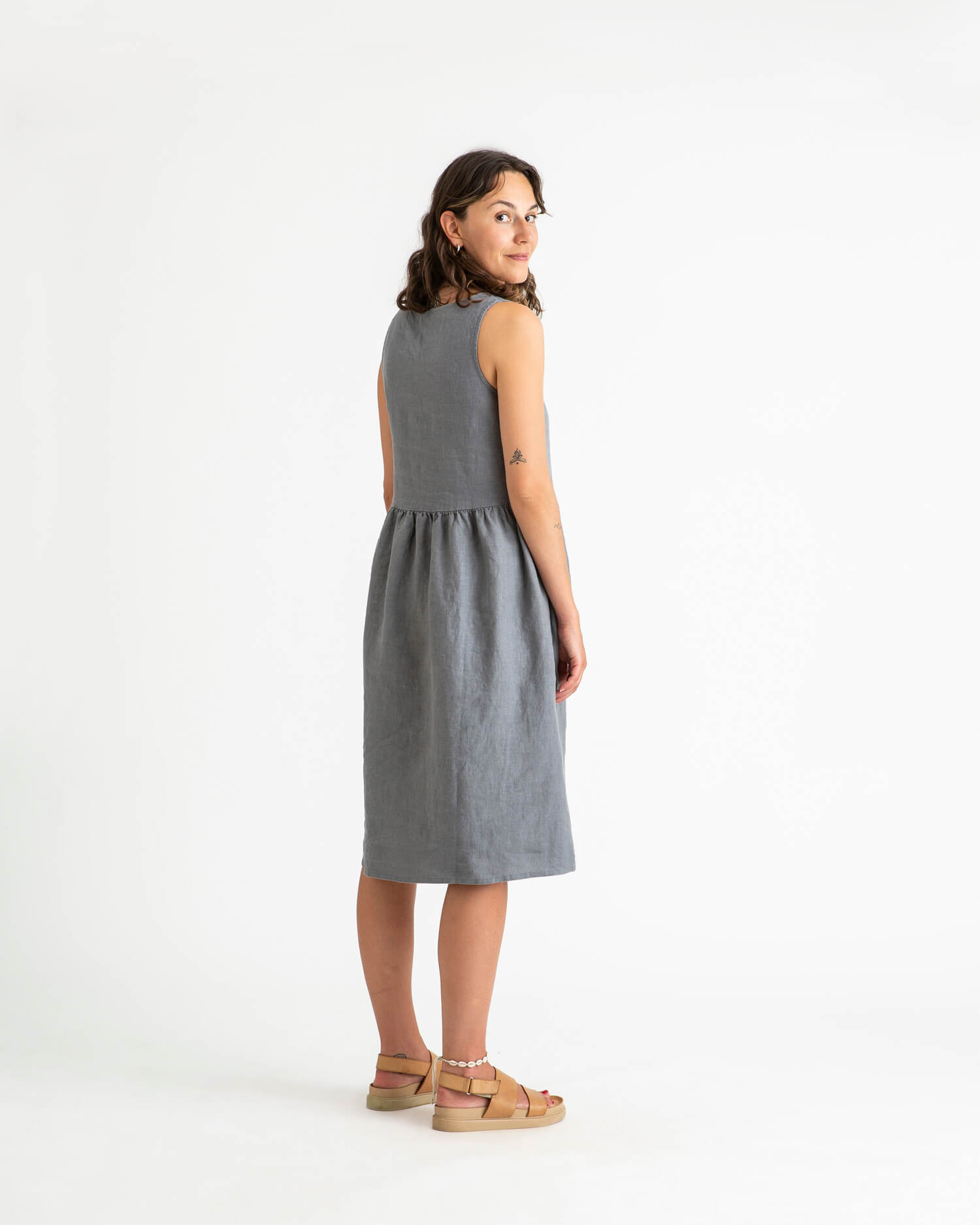 Gathered Dress storm blue