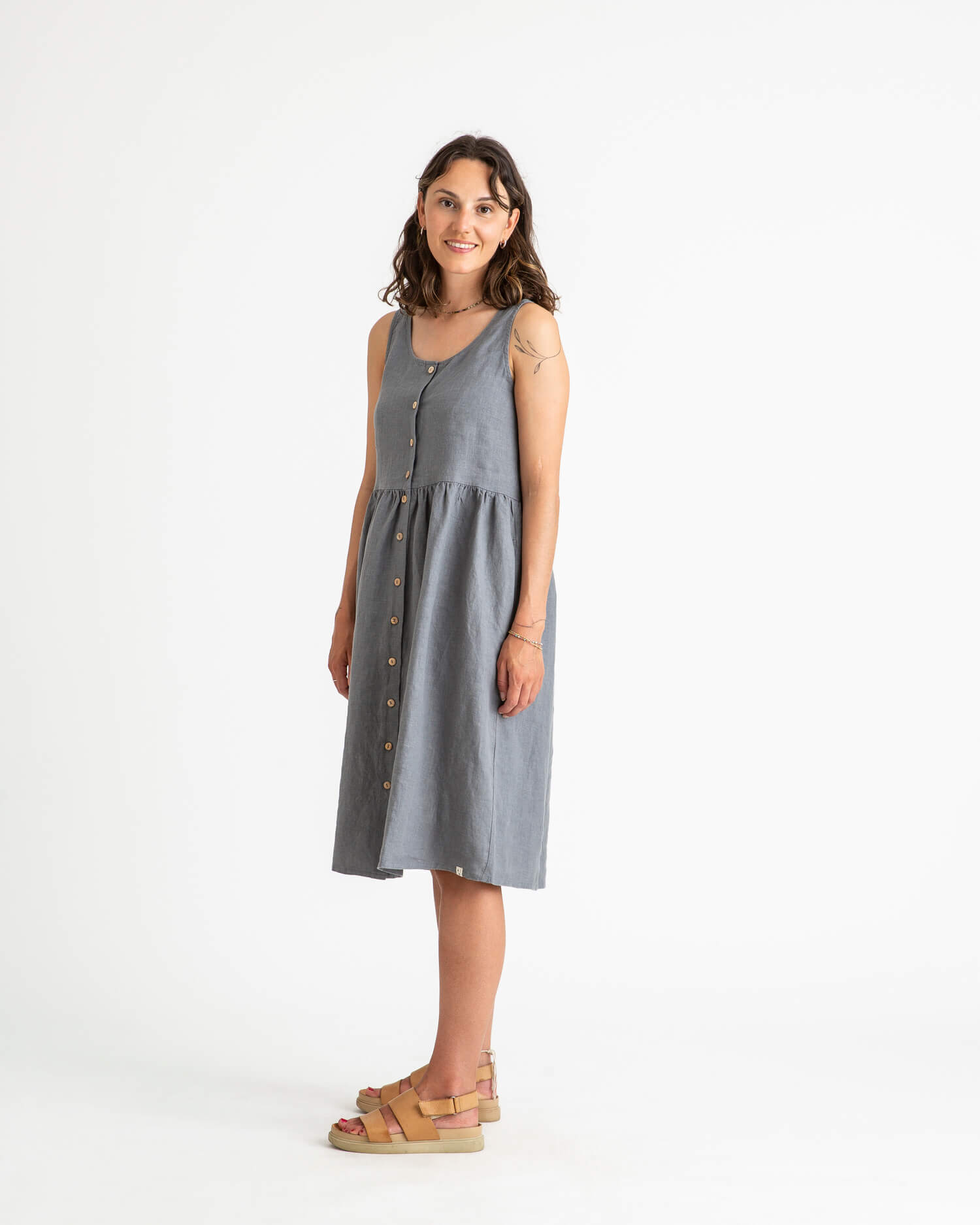 Gathered Dress storm blue
