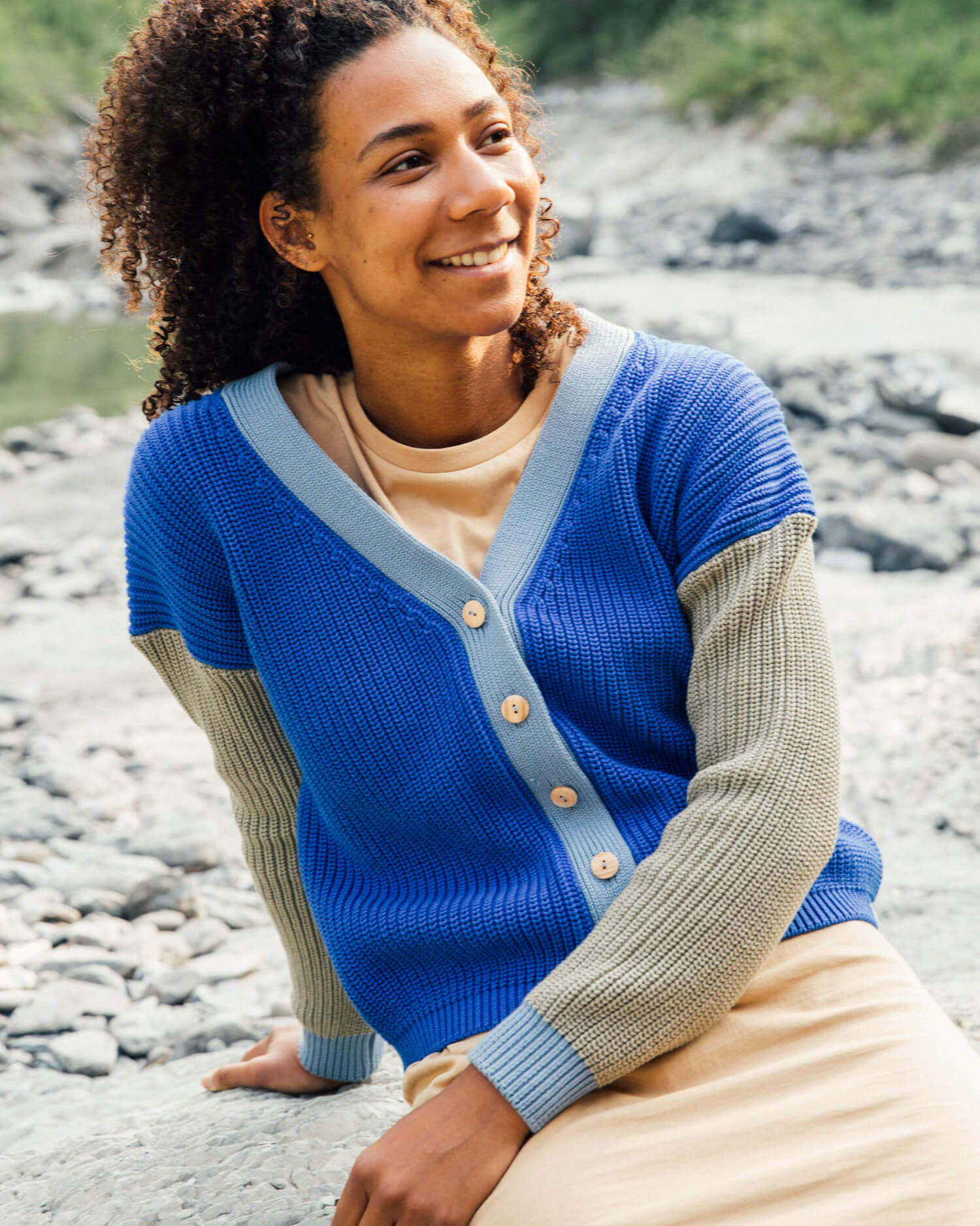 Color Block Cardigan cobalt